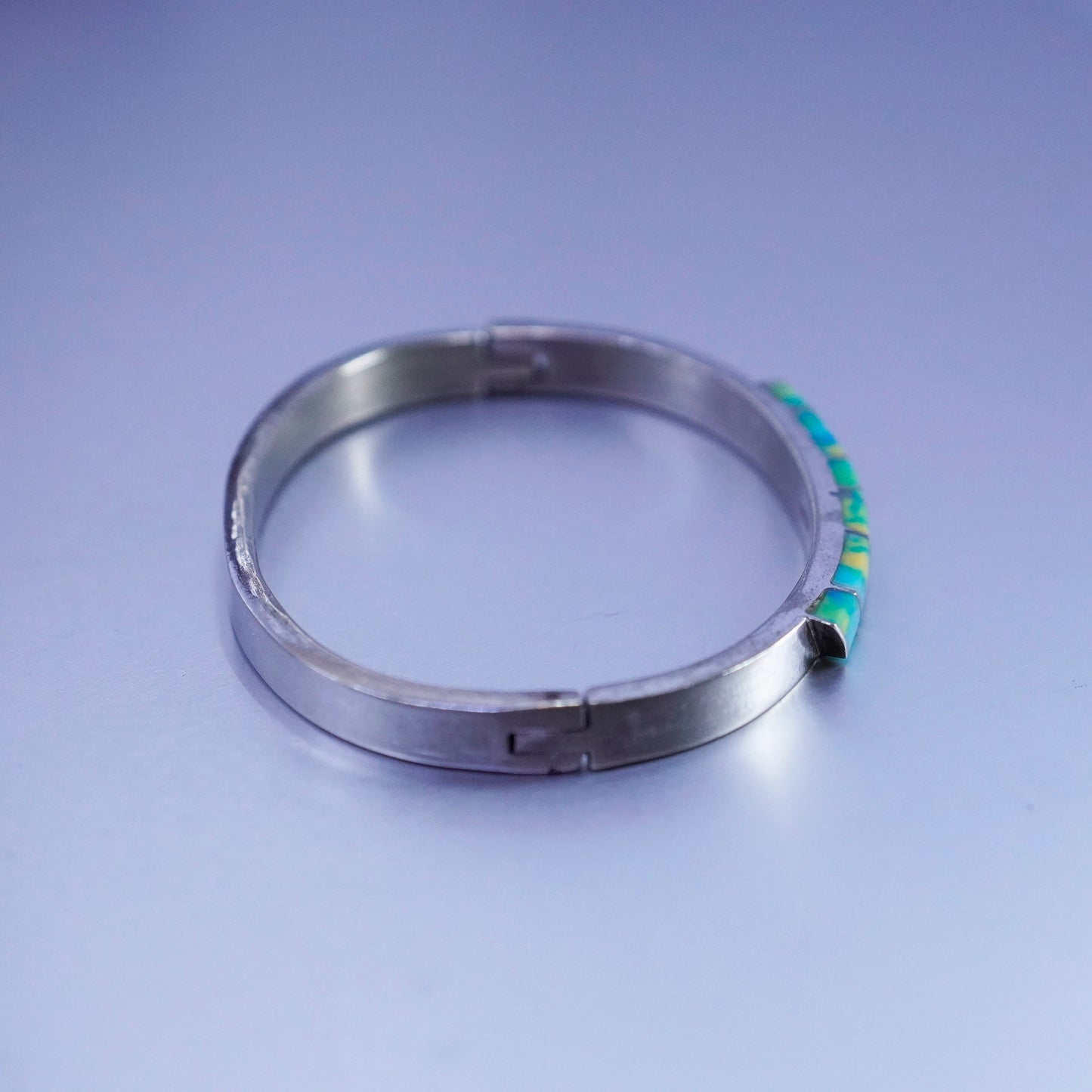 7”, Mexico Hecho En Sterling 925 silver bracelet, hinged bangle rain flower