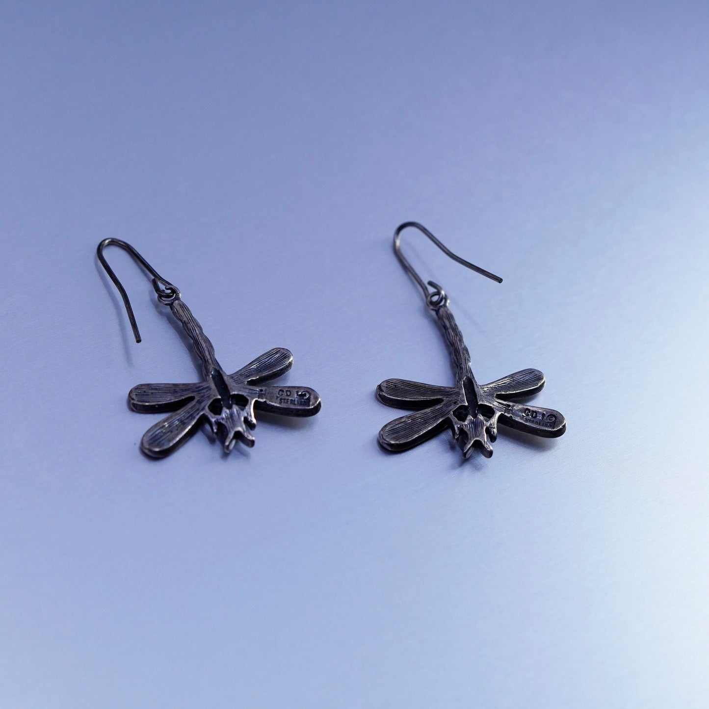 Native American Zuni Charlene Dishta Sterling 925 silver dragonfly earrings