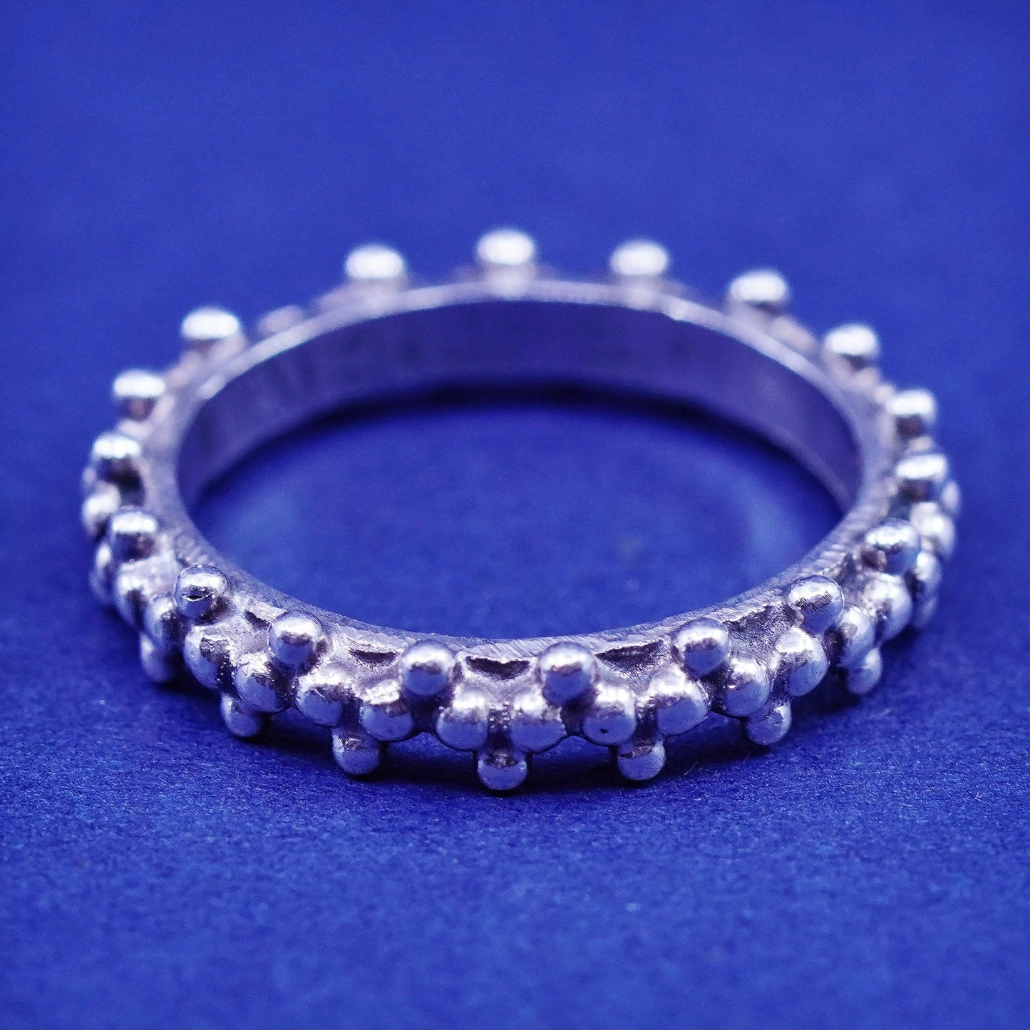 Size 4.75, Sterling silver handmade ring, southwestern 925 stackable band beads