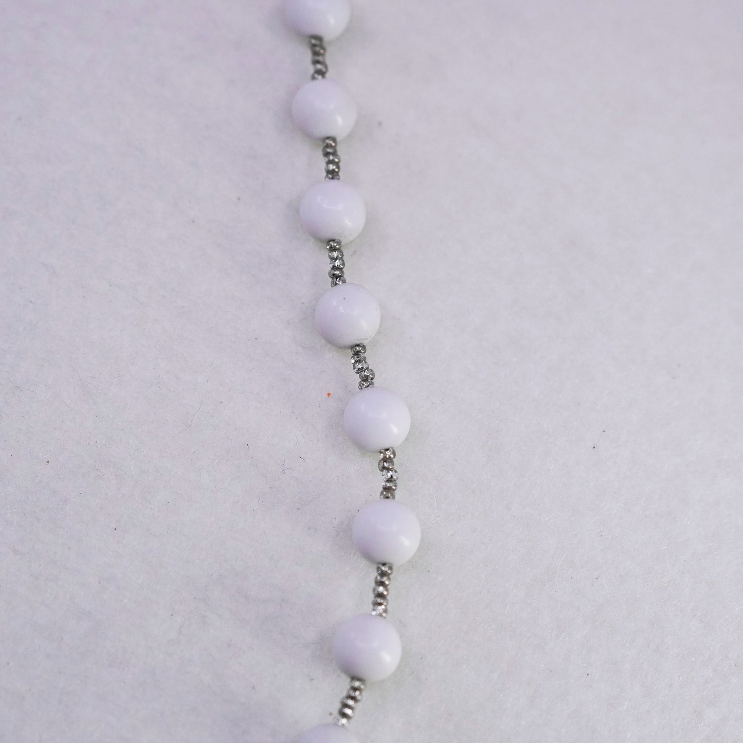 40”, vintage sterling 925 silver handmade necklace with howlite beads