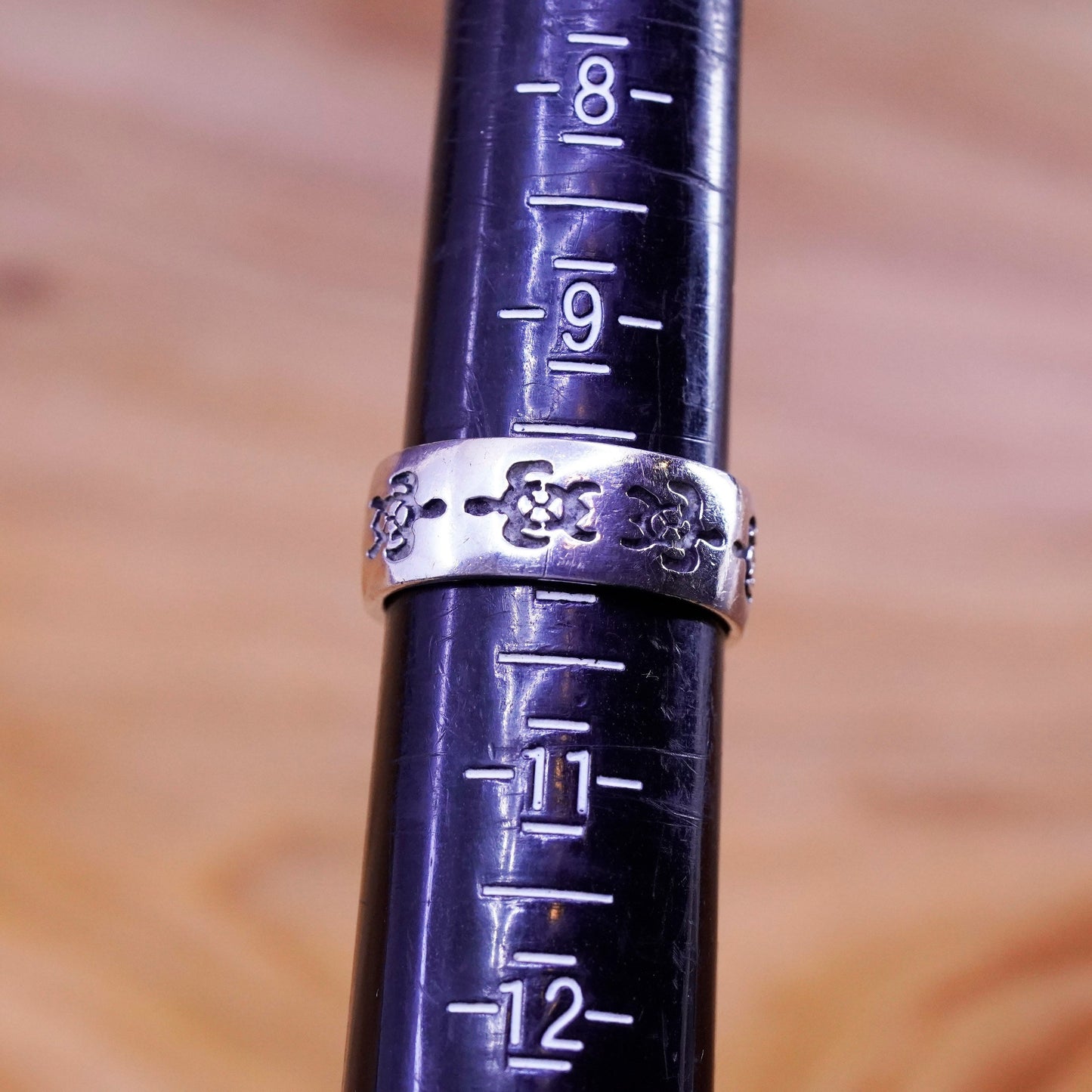 Size 9.5, vintage Mexico Sterling silver handmade ring, 925 sea turtle band