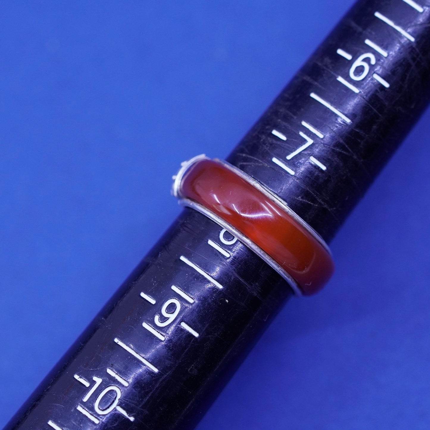 Size 7.5, Sterling Silver 925 Red Carnelian handmade Ring band with beads