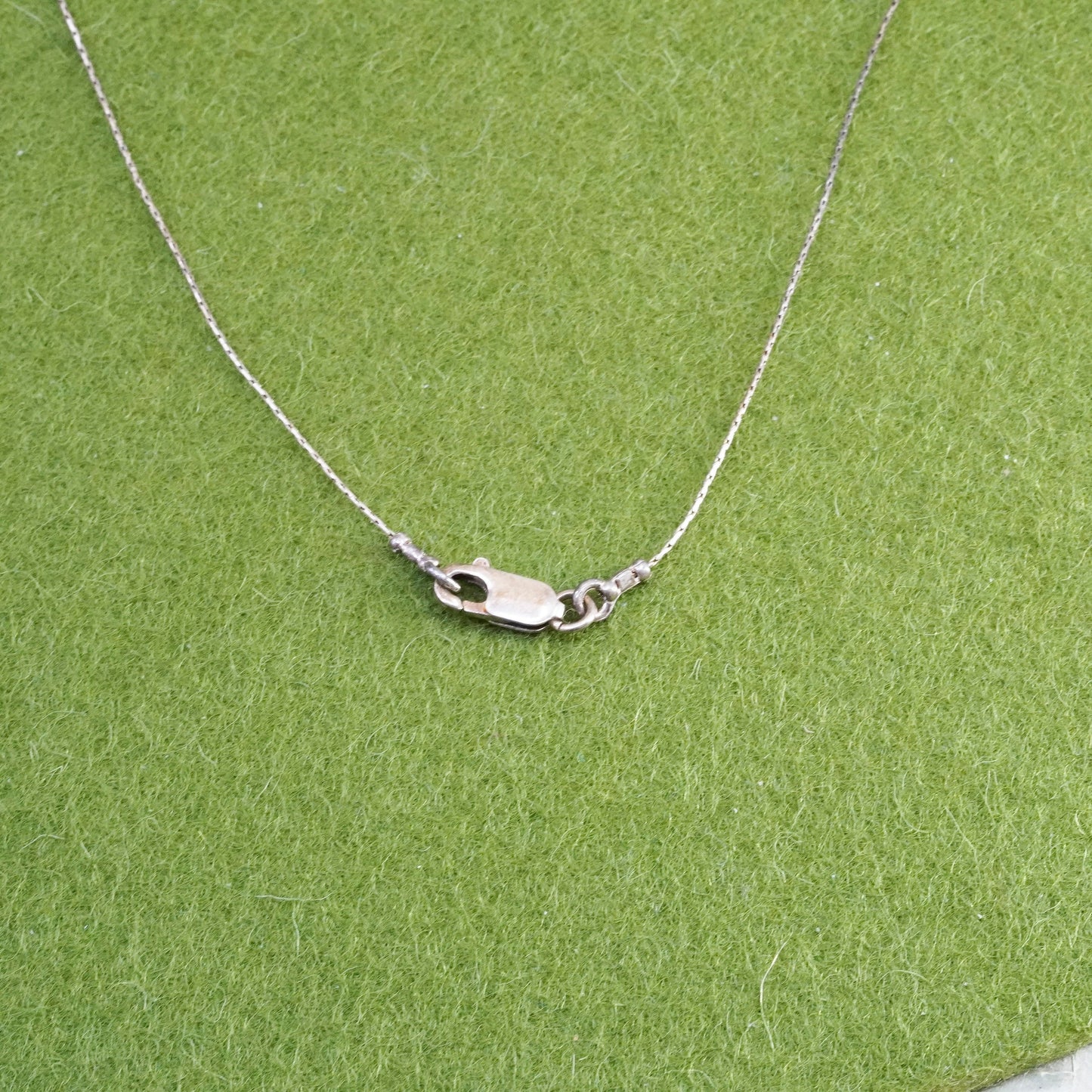 16”, vintage Sterling silver necklace, Italy 925 snake chain with garnet beads