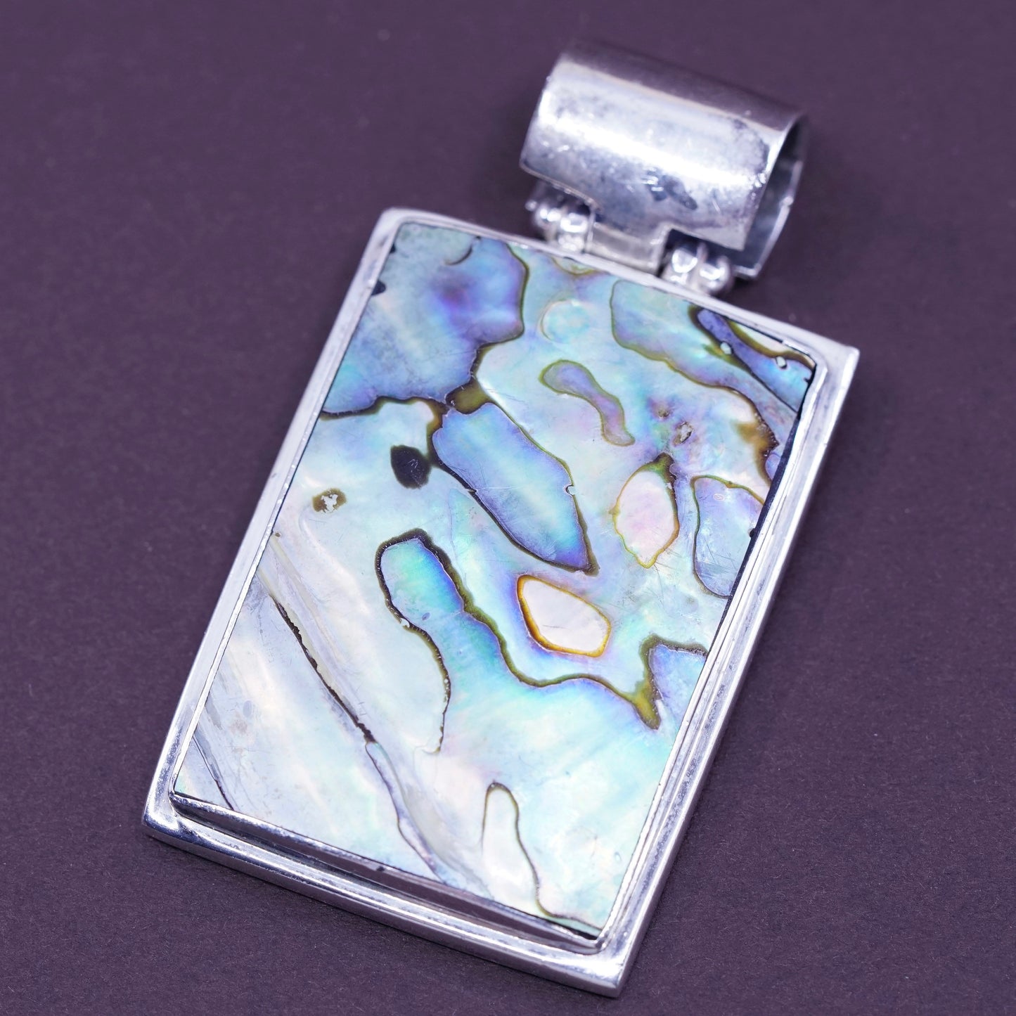 vtg Exex by Claudia Agudelo Sterling 925 silver handmade pendant with abalone
