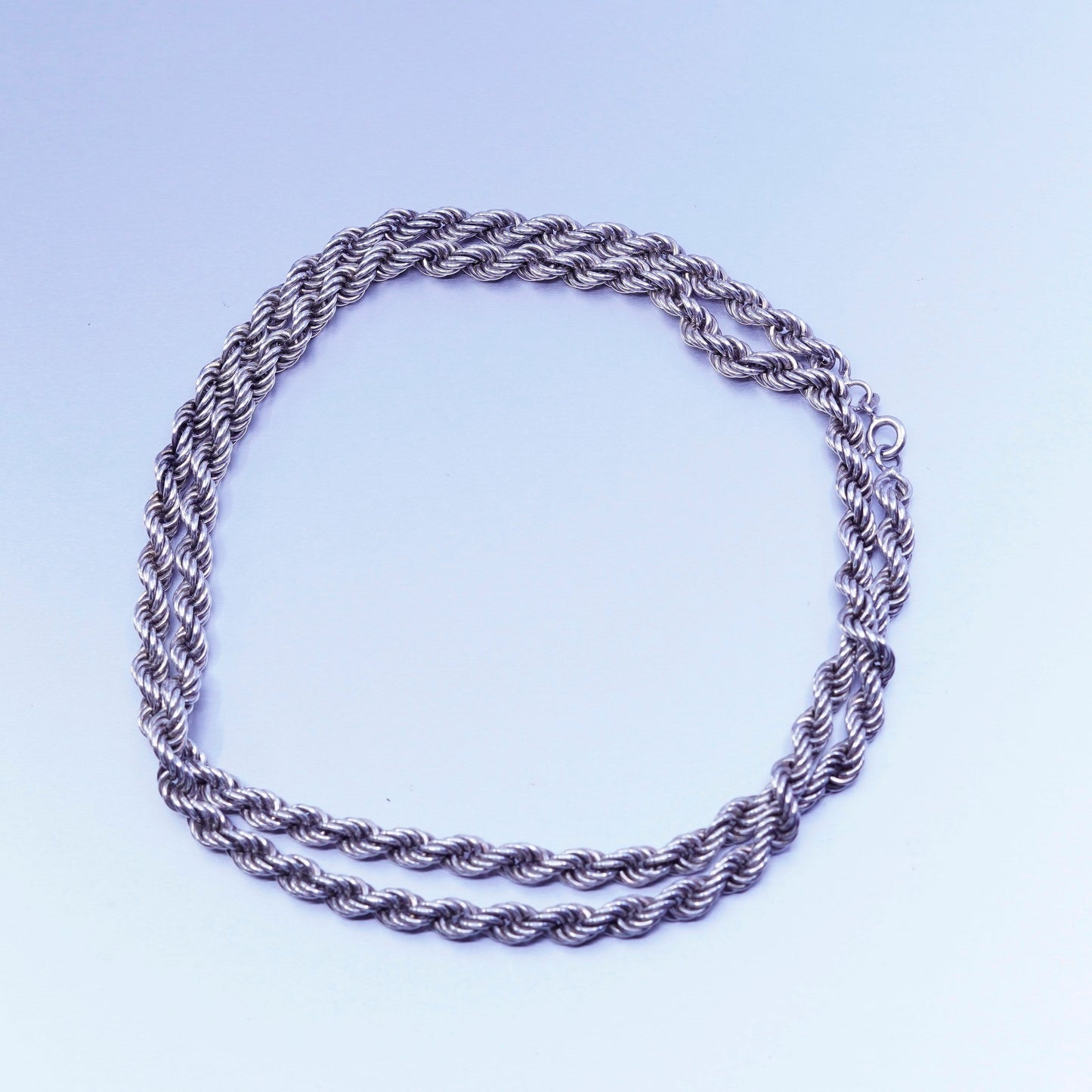 30” 6mm, vintage Sterling 925 silver bold rope chain necklace