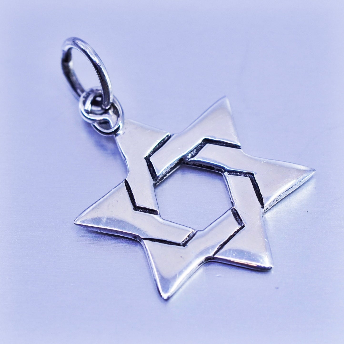 Antique Sterling silver handmade simple 925 hexagram star charm