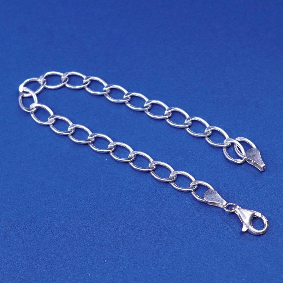 7.25" 6mm, Sterling silver handmade bracelet 925 bold curb chain men's bracelet