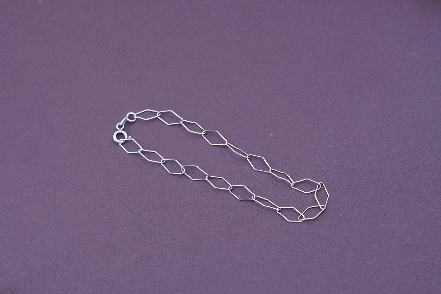 7.75”, vintage Sterling silver handmade bracelet, italy 925 Marquise link chain