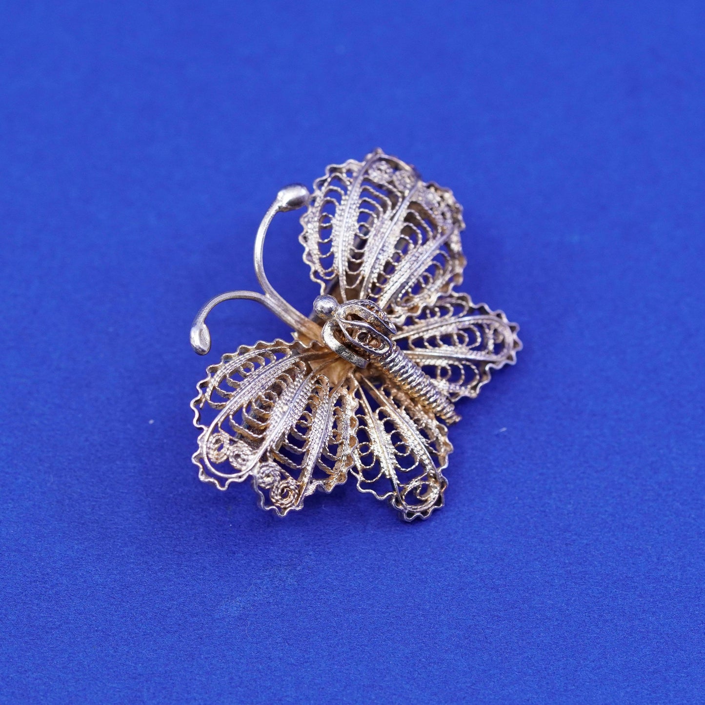 vermeil gold filled sterling silver handmade brooch, 925 filigree butterfly pin