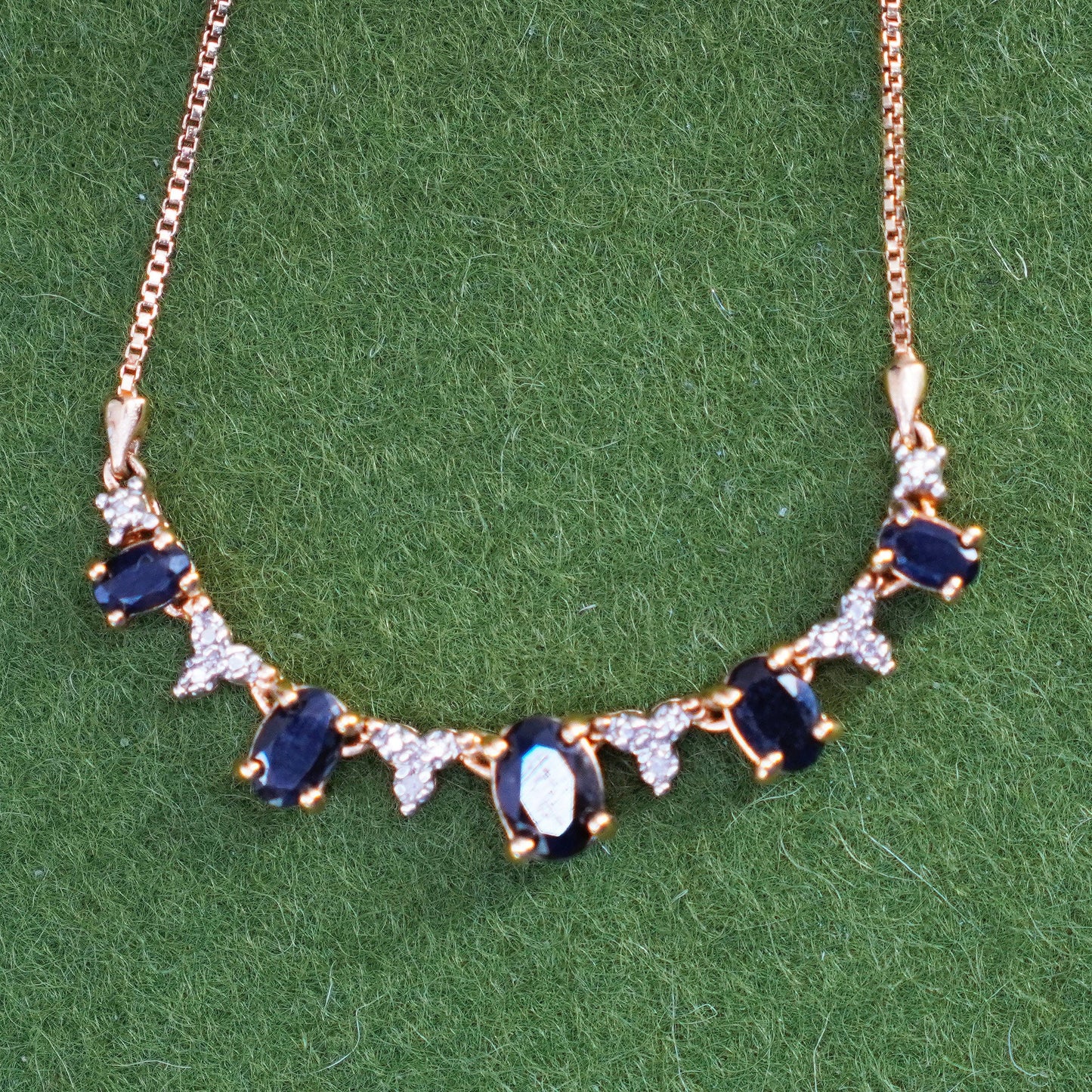 16”, vermeil gold Sterling silver necklace, 925 circle chain sapphire pendant