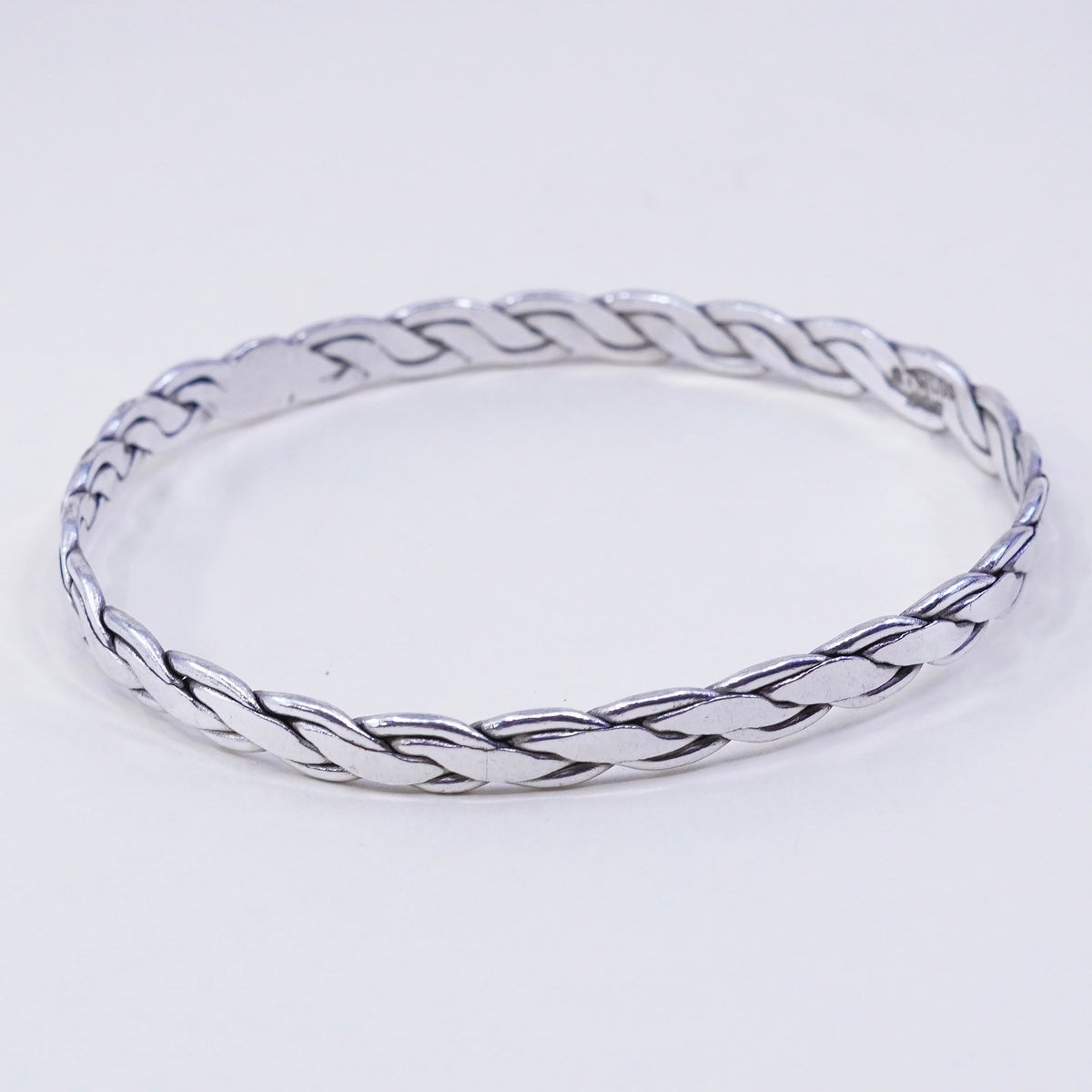 8.25”, Vintage sterling silver handmade bracelet, 925 cable bangle