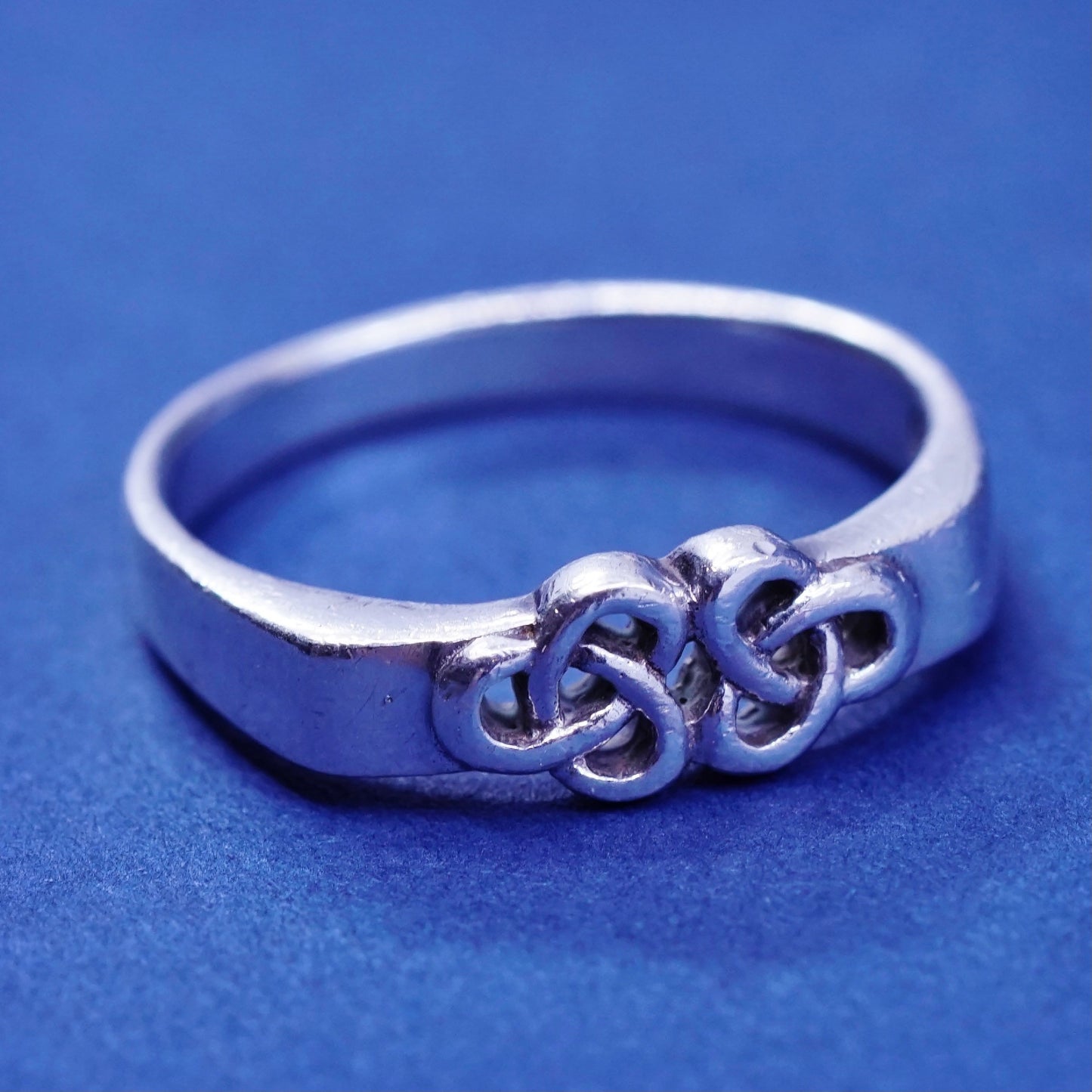 Size 7, vintage Sterling silver handmade ring, 925 band with Irish filigree