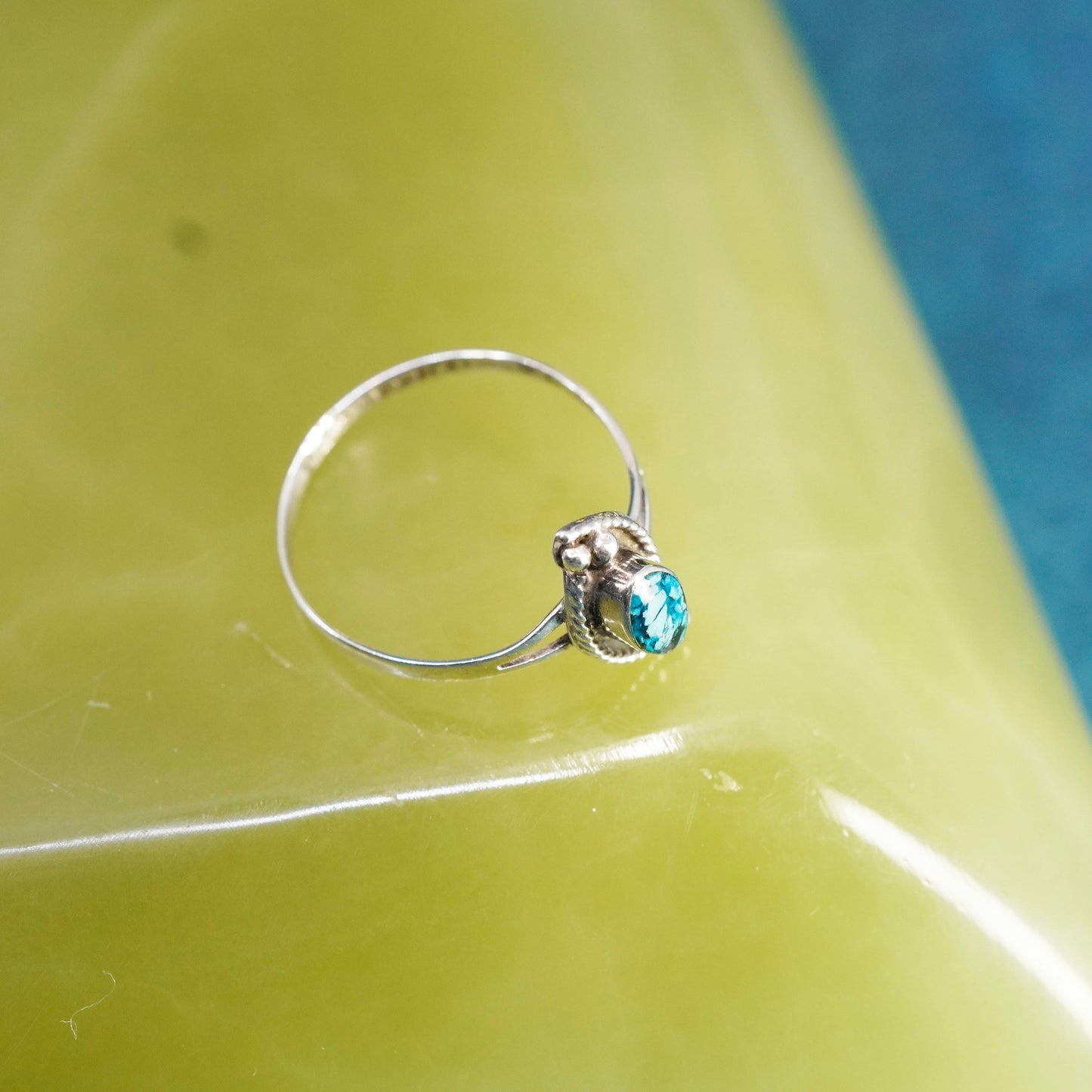 Size 6.5, Native American, southwestern Sterling 925 silver ring with turquoise