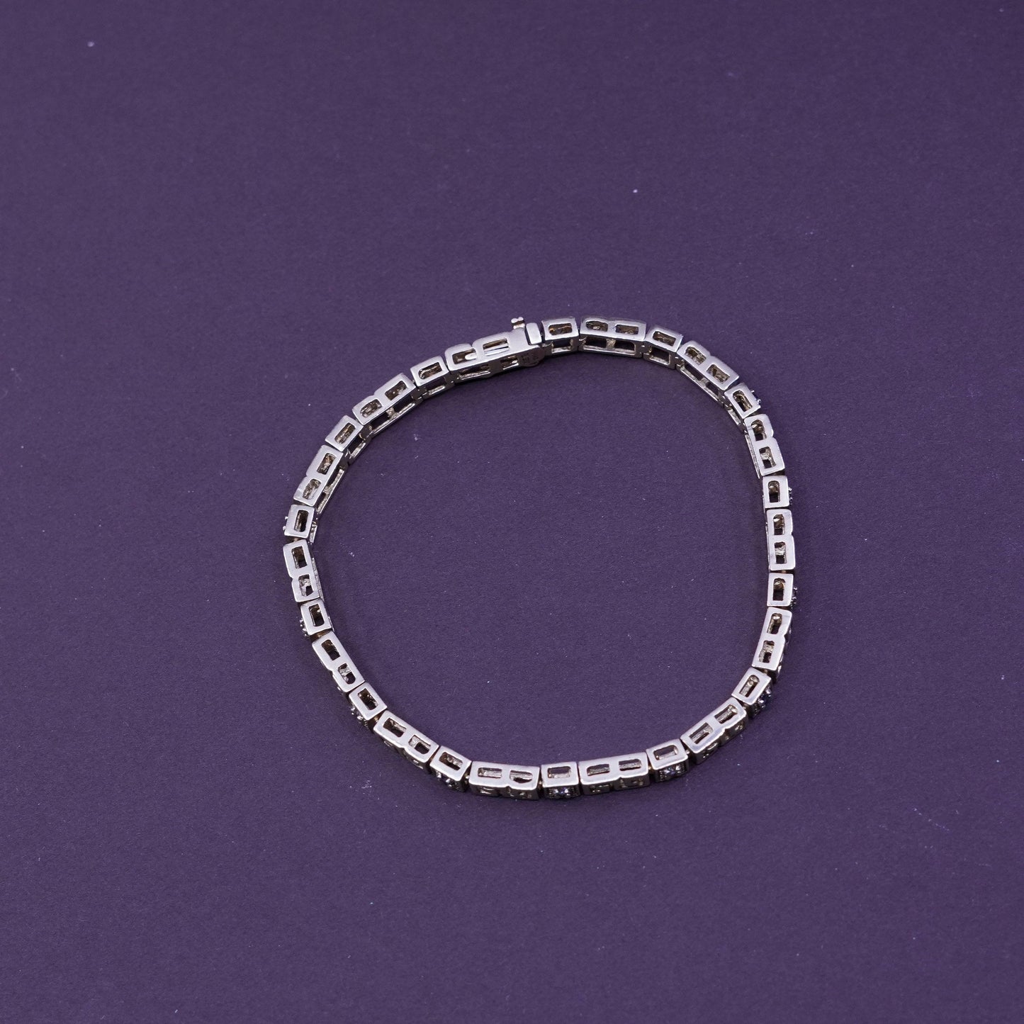 7.75”, vermeil gold over Sterling 925 silver tennis bracelet, greek key diamond