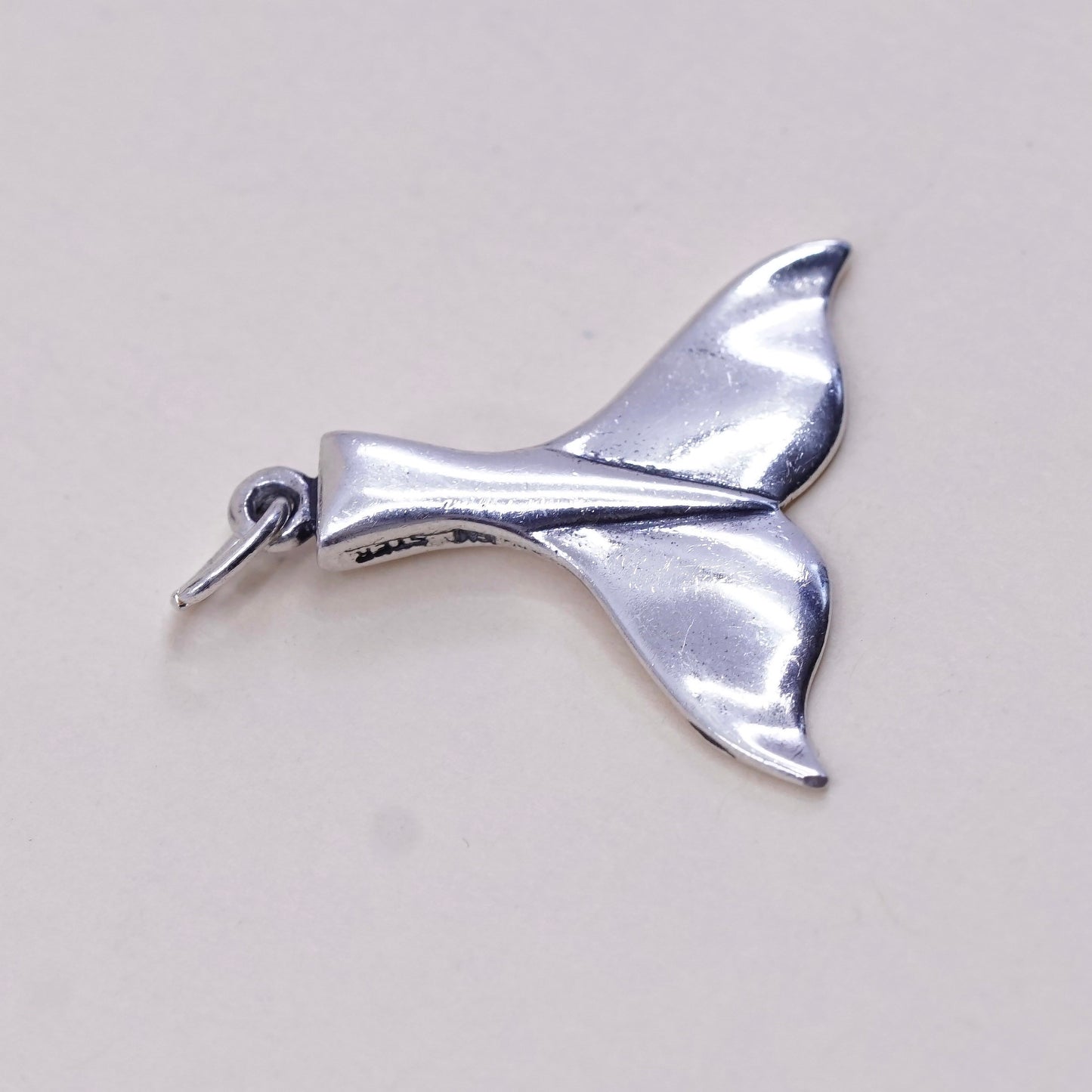 Vintage Sterling silver handmade pendant, solid 925 silver whale
