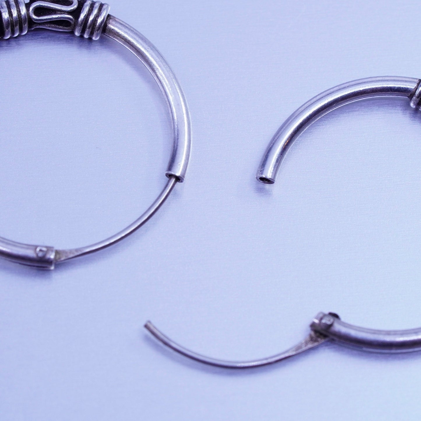 0.75”, vintage Sterling silver handmade earrings, textured 925 hoops