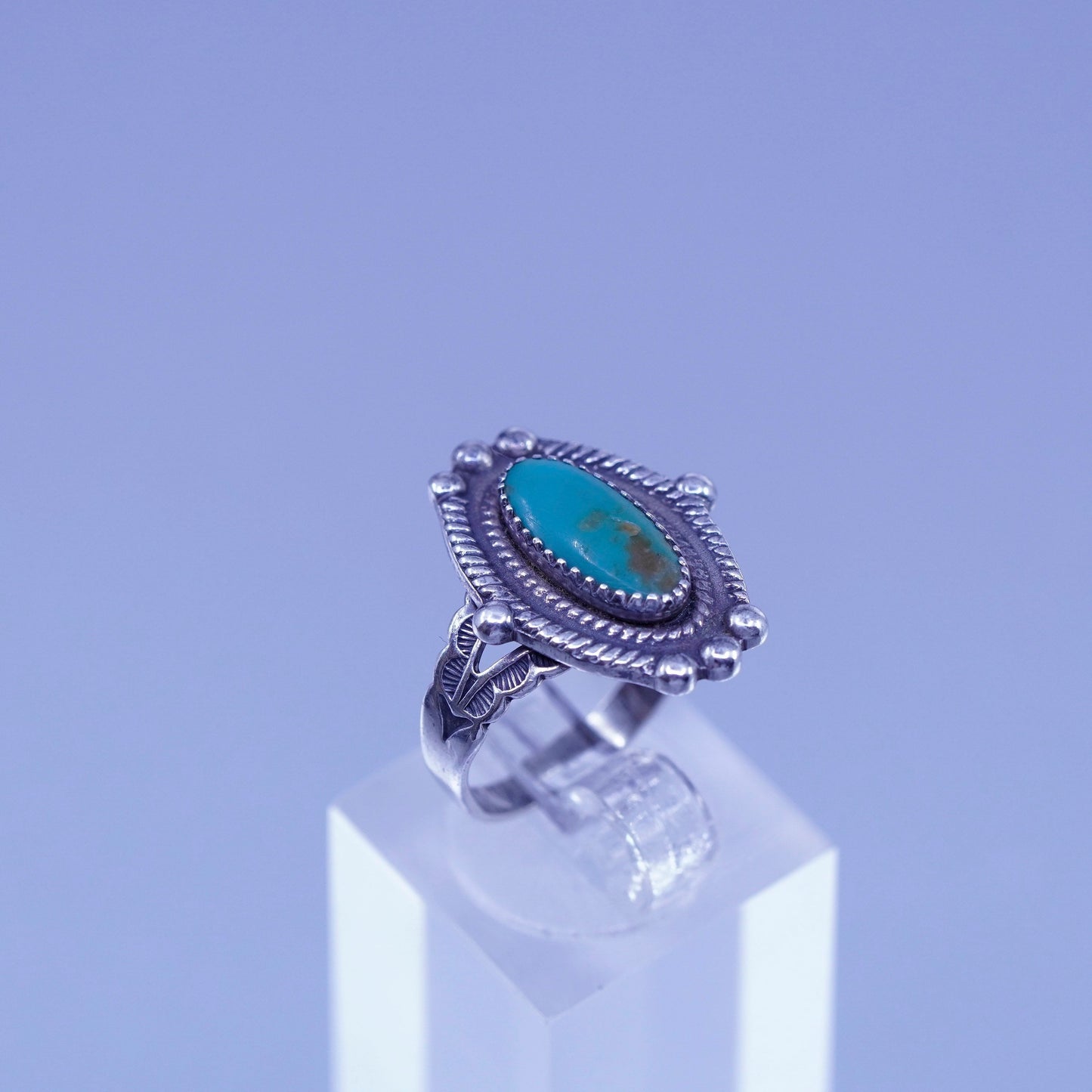 Size 5, Native American navajo Sterling 925 silver handmade ring with turquoise