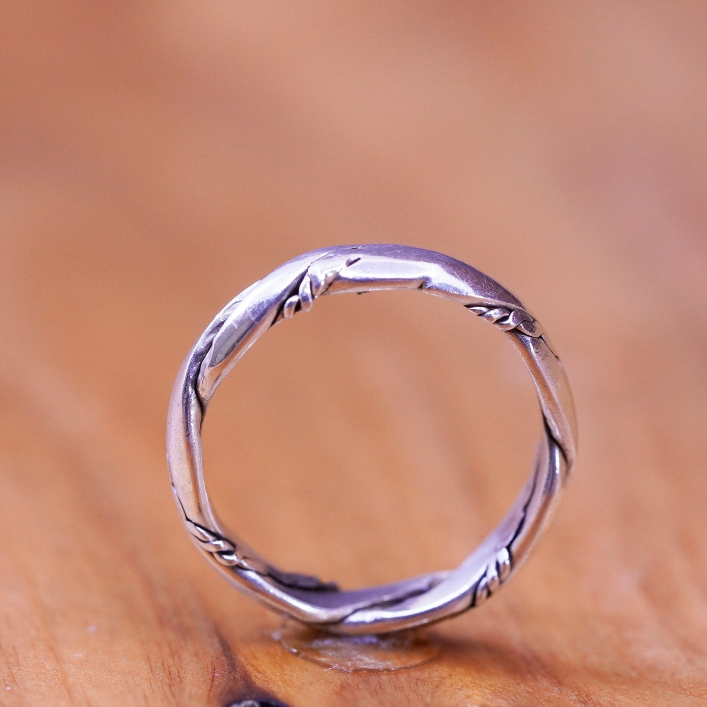Size 4.5, vintage Sterling silver handmade ring, 925 cable band ring