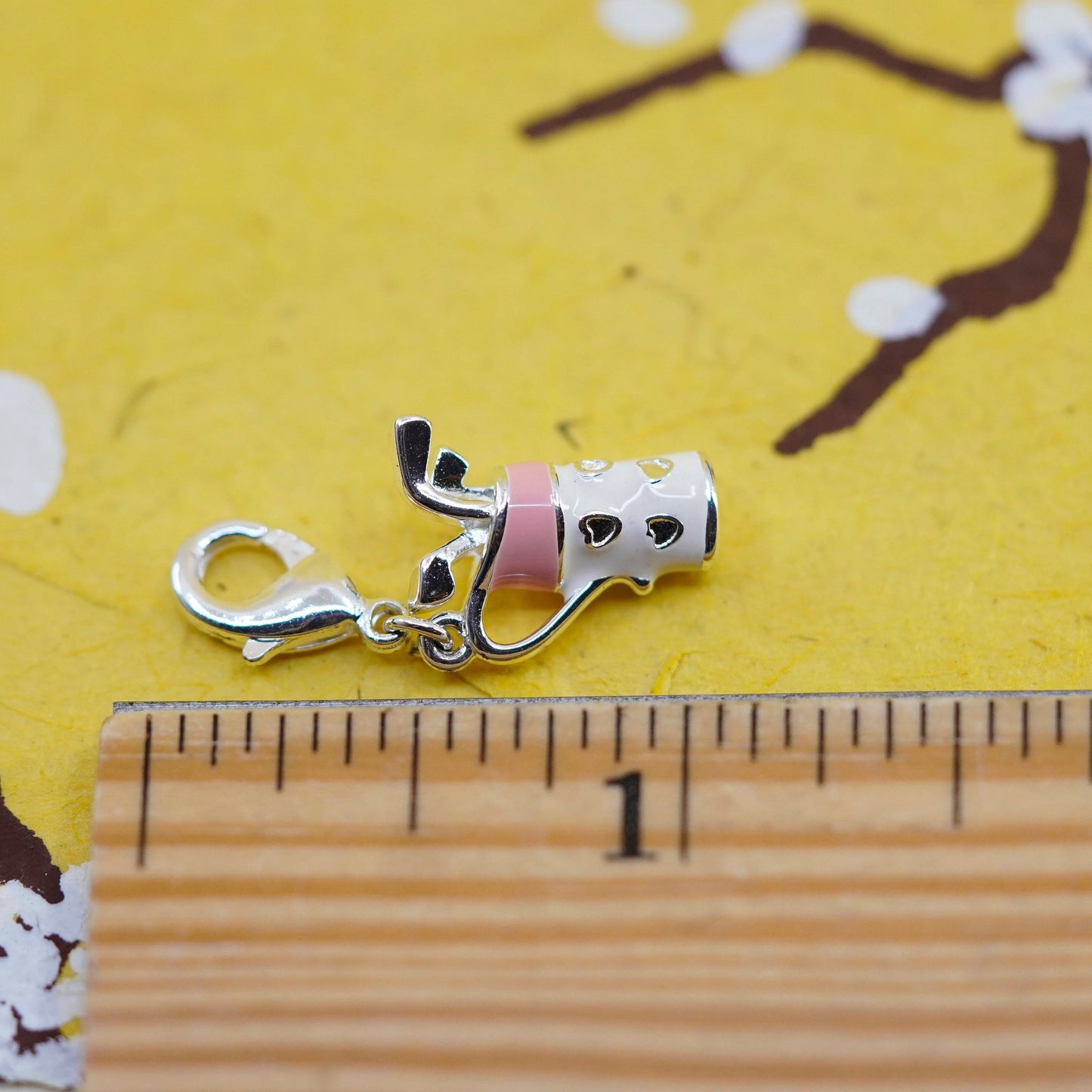 Vintage Sterling 925 silver handmade pendant golfer enamel charm