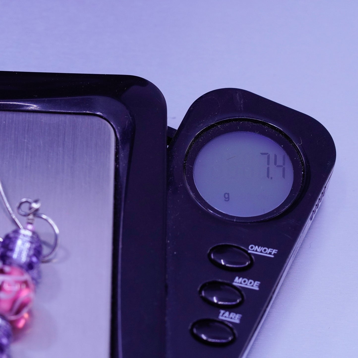 Vintage Sterling 925 silver earrings with artisan purple pink glass beads