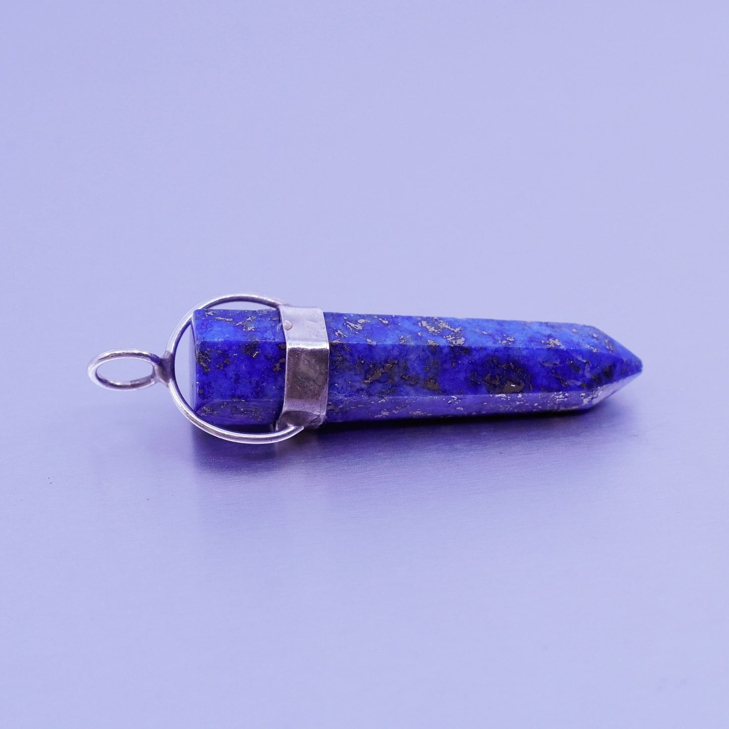 antique sterling 925 silver handmade healing crystal pendant with lapis lazuli