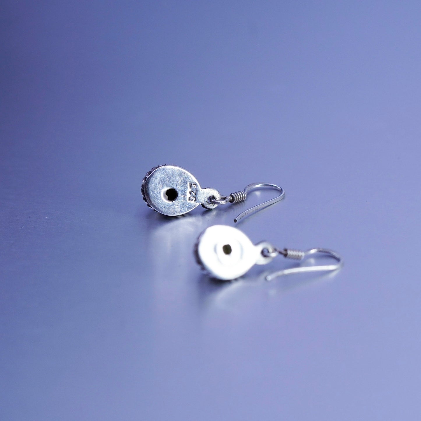 Vintage Sterling 925 silver handmade earrings with labradorite and cable around