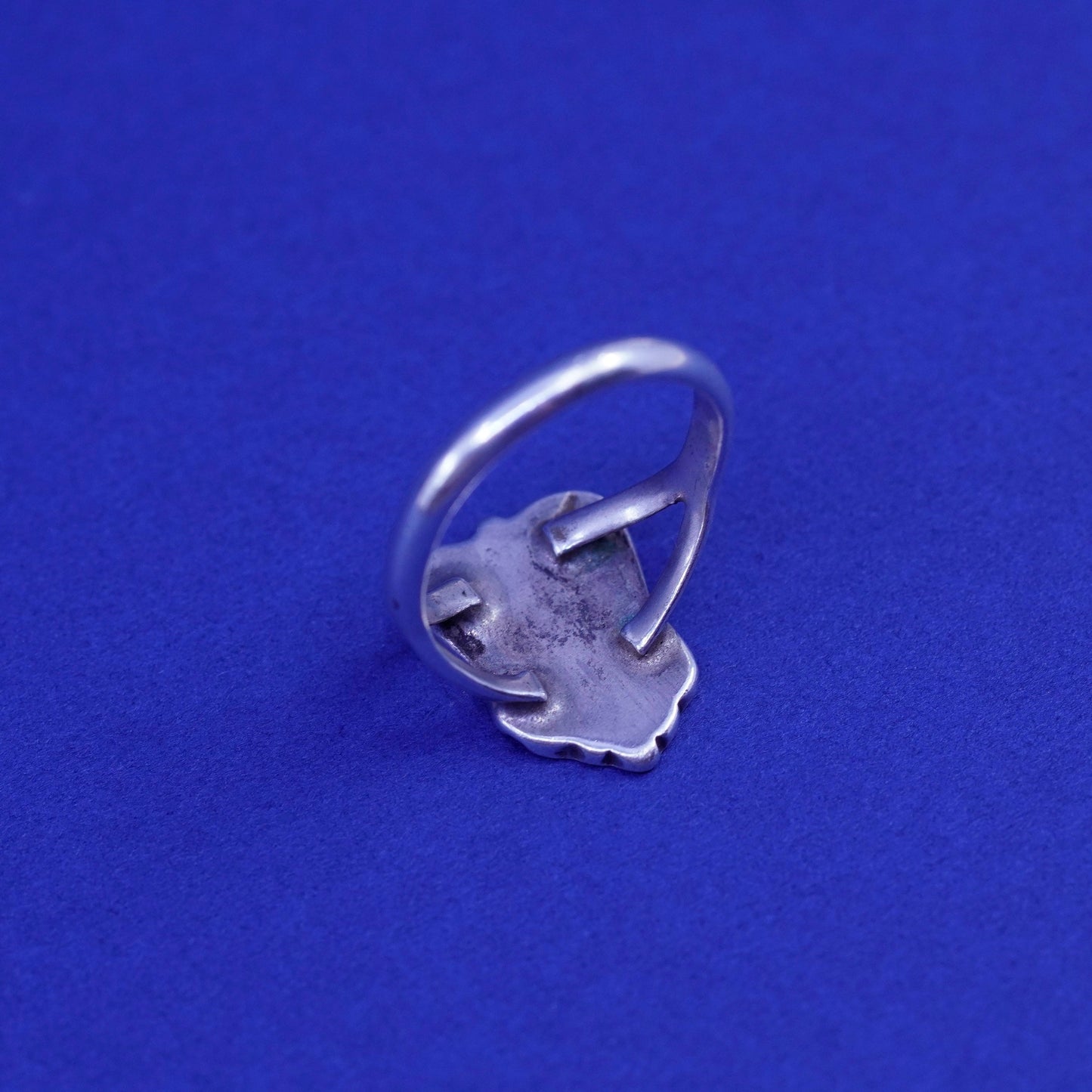 Size 4.25, Native American sterling silver ring, 925 bird turquoise and coral