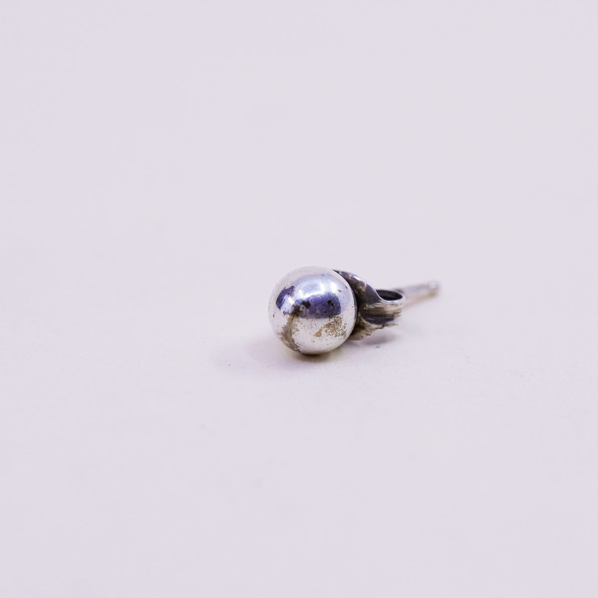 5mm, Vintage sterling silver sphere studs, handmade 925 earrings with star