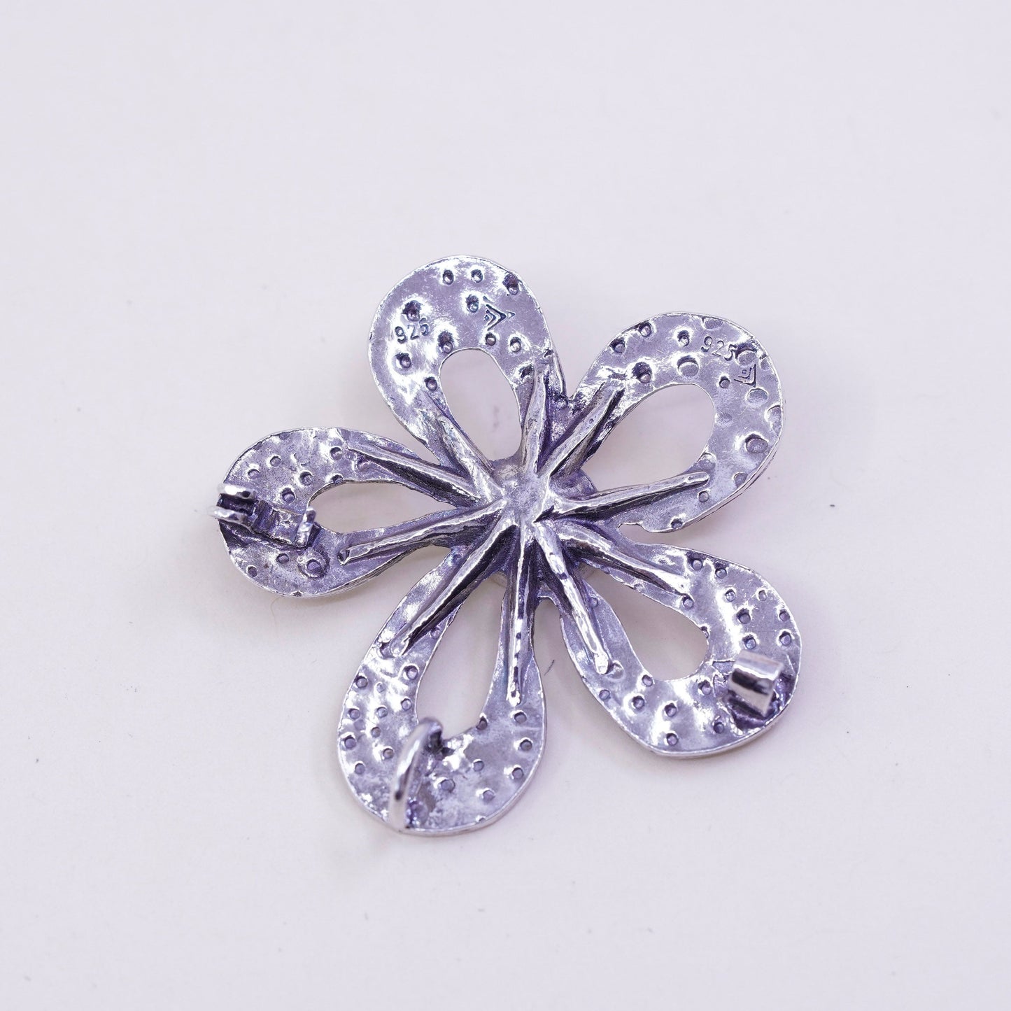 Vintage silpada sterling silver handmade pendant, 925 flower with Cz