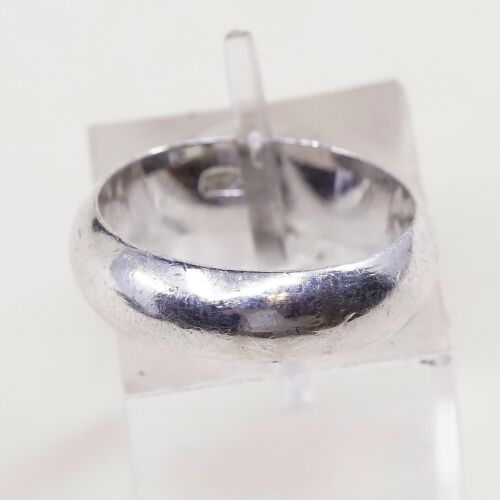 Sz 6, Vtg Sterling Silver Handmade Wedding Ring, 925 Silver Band, Stamped 925