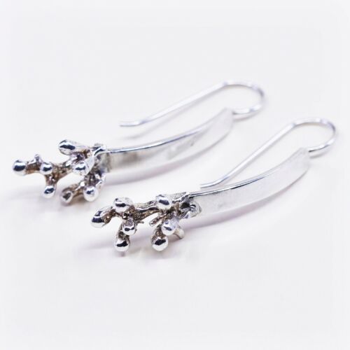 Vtg Modern Sterling Silver Handmade Earrings, Extra 925 Beads Dangles