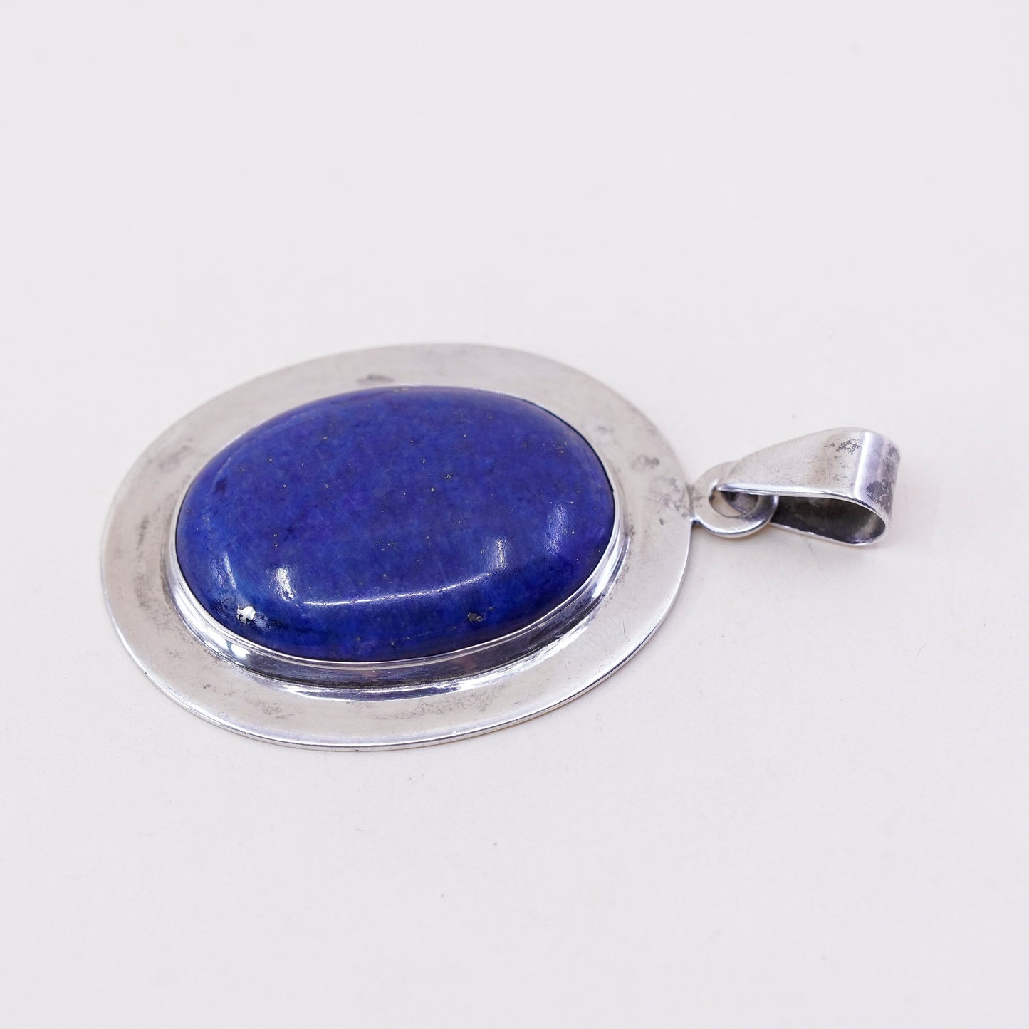 Vintage Sterling silver handmade pendant, mexico 925 with oval lapis lazuli