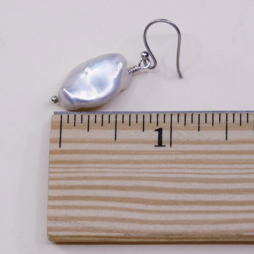 Vtg STERLING 925 SILVER Handmade earrings with pearl dangles, Silver Tested