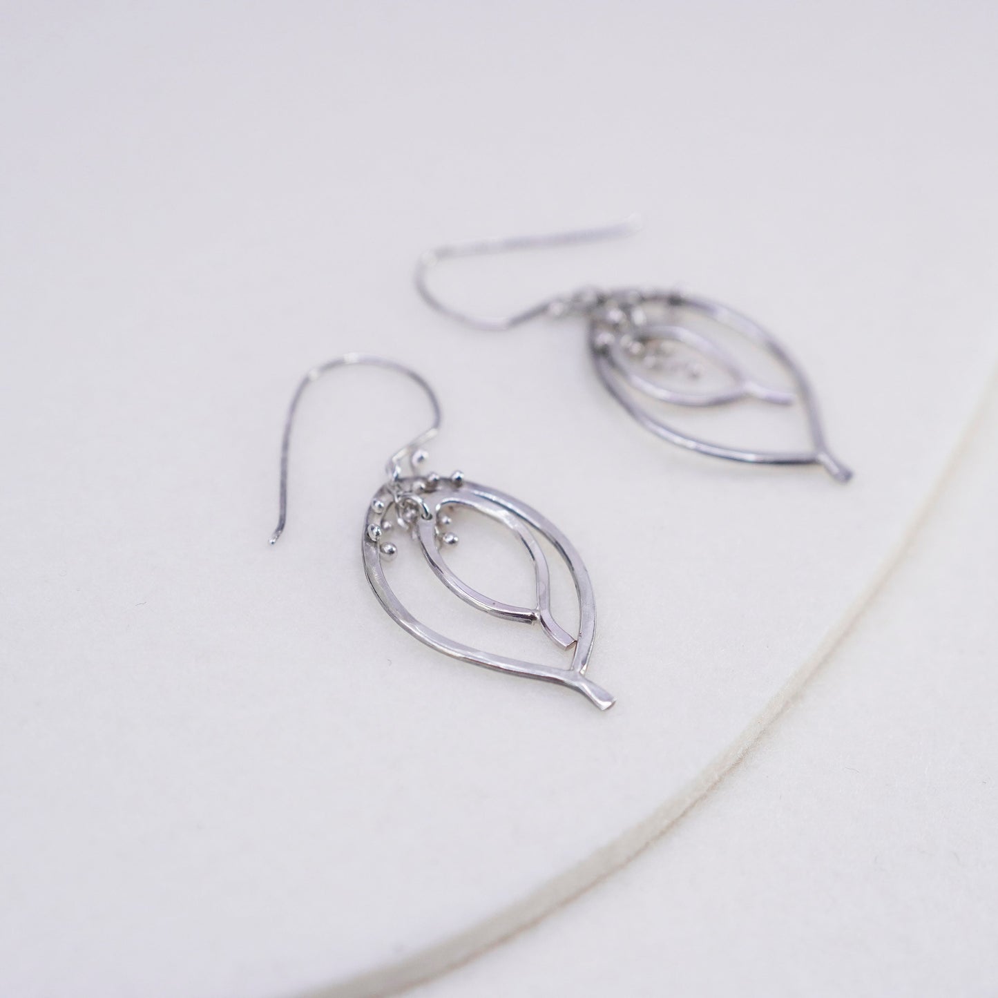 Vintage Sterling 925 silver filigree teardrop earrings with beads