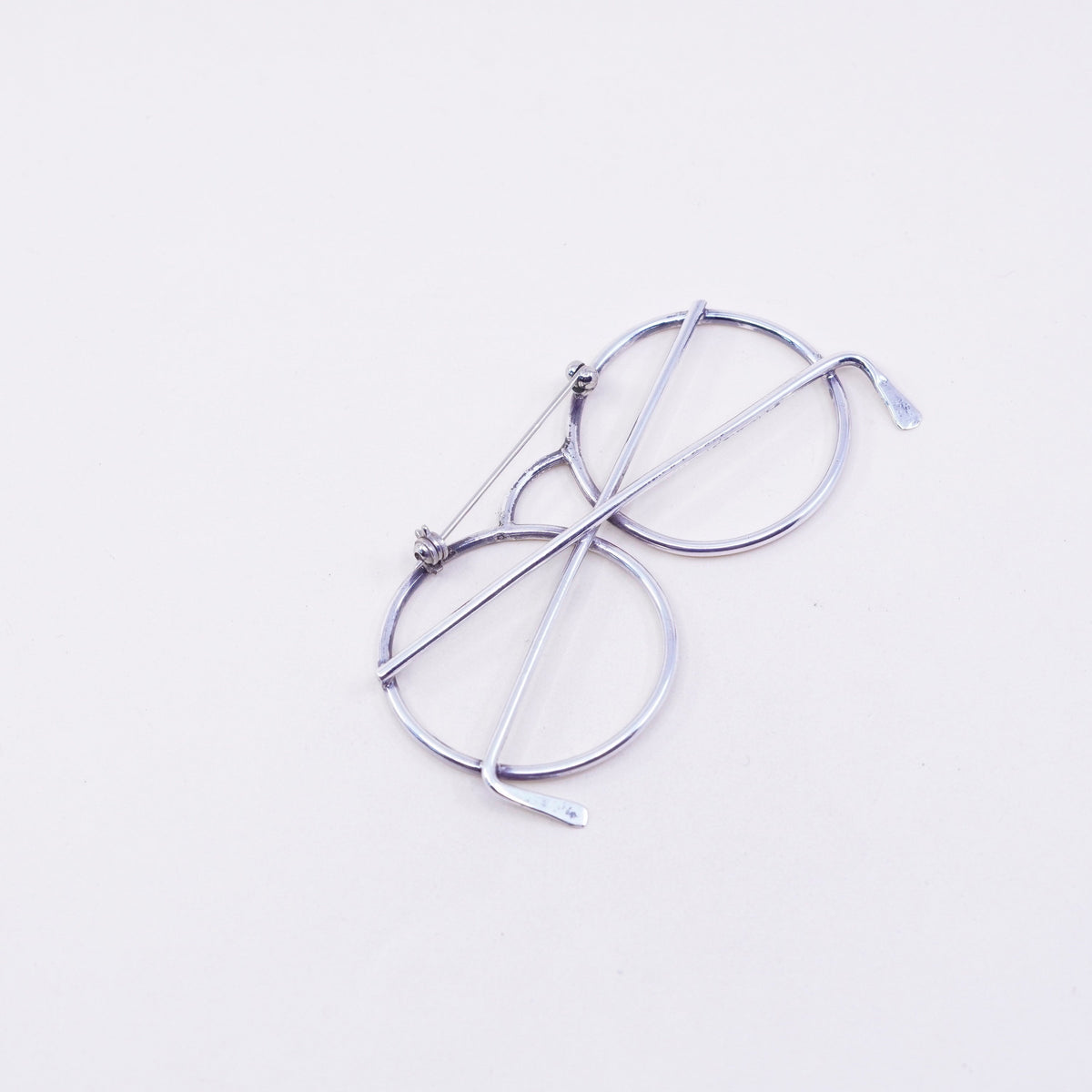 Vintage Sterling silver handmade brooch, 925 sunglasses glass, jewelry