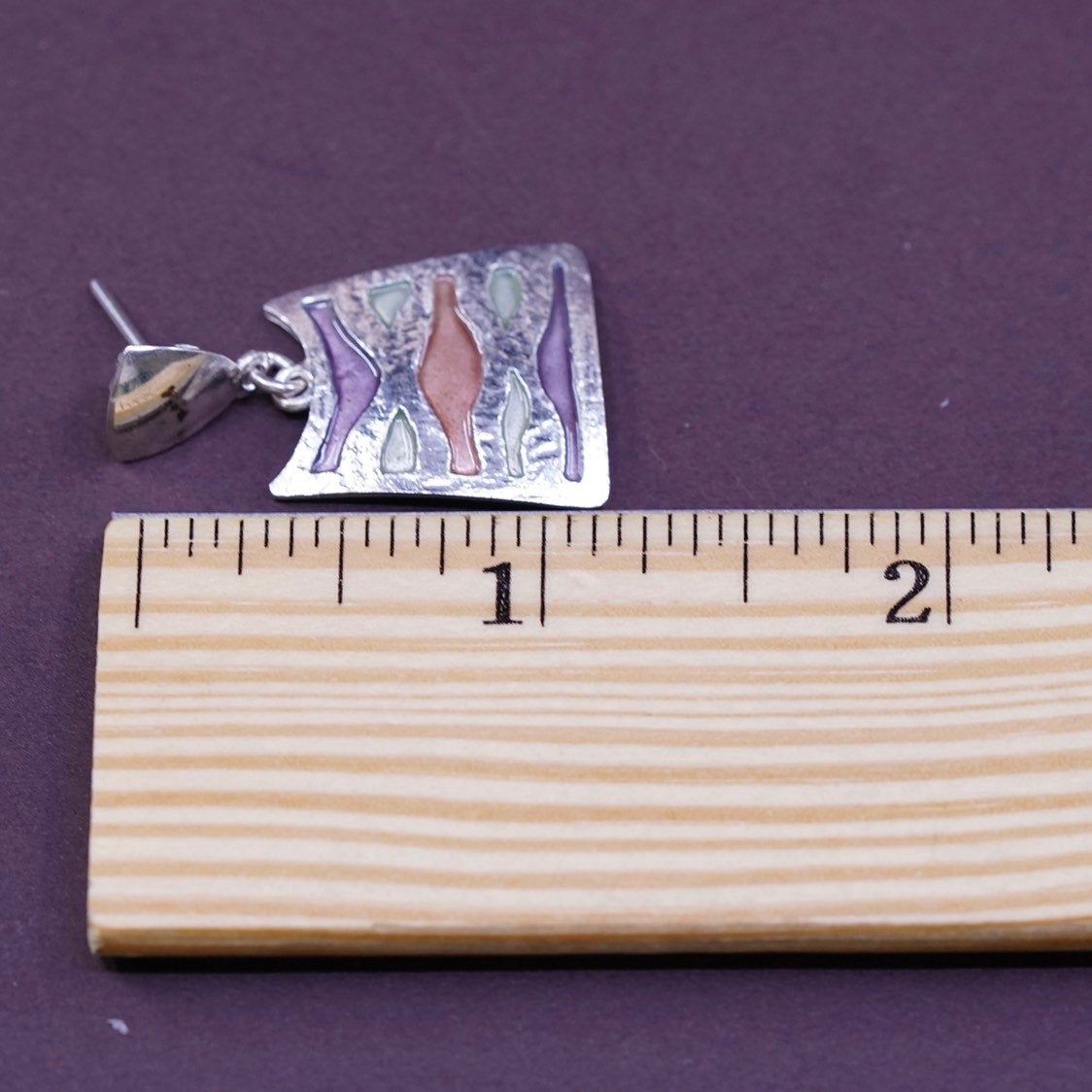Two tone Native American handmade sterling silver earrings, wavy 950 CMILF