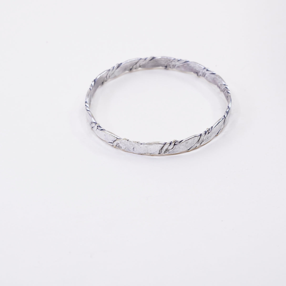 8”, Vintage sterling silver handmade bracelet, Mexico 925 cable bangle