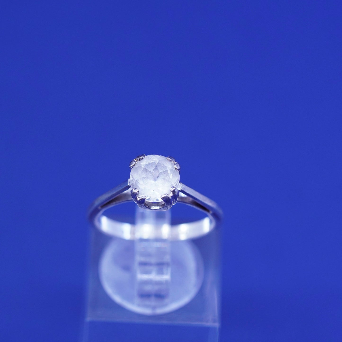 Size 6.75, ESPO sterling 925 silver ring w/ crystal anniversary engagement ring