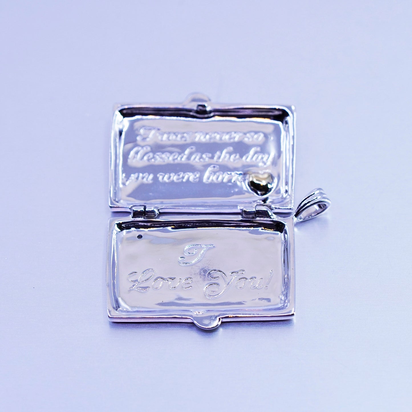 two tone sterling 925 silver letter pendant with diamond “ never so blessed