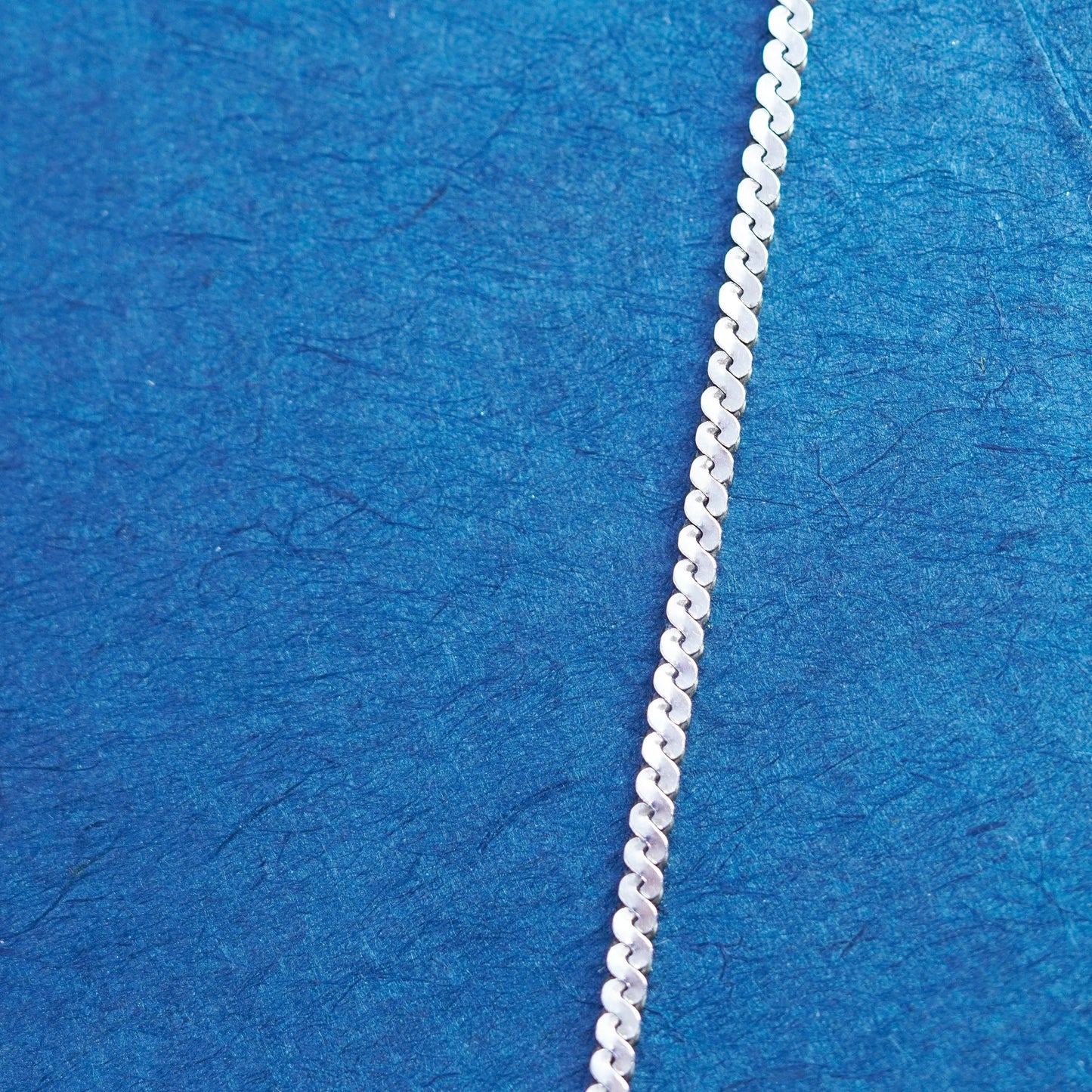 18”, 1.6mm, vintage Sterling silver handmade necklace, 925 woven s link chain
