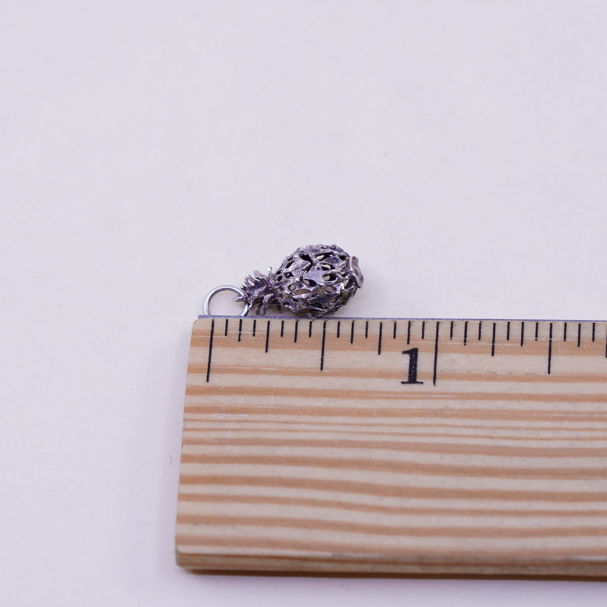 Vintage sterling silver handmade pendant, 925 pineapple charm