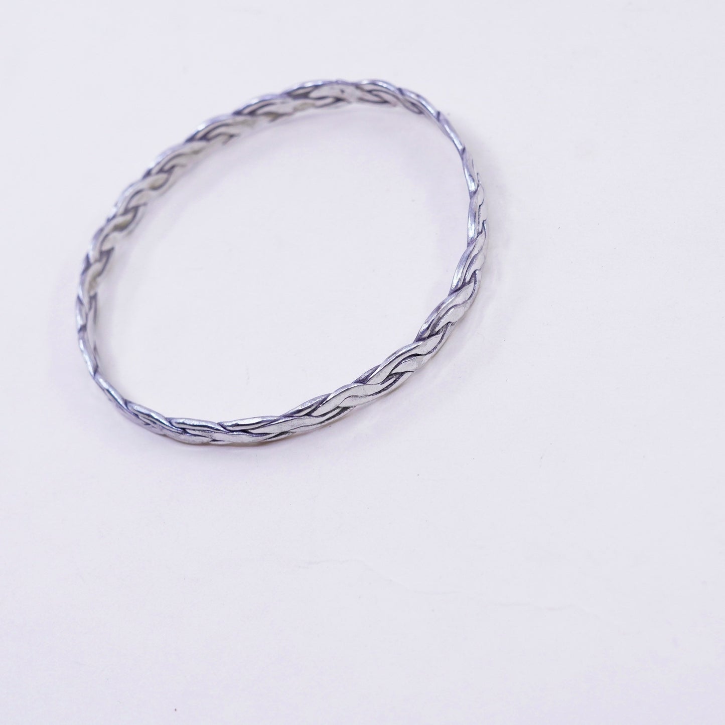 7.75” 5mm, Vintage sterling silver handmade bracelet, 925 cable bangle