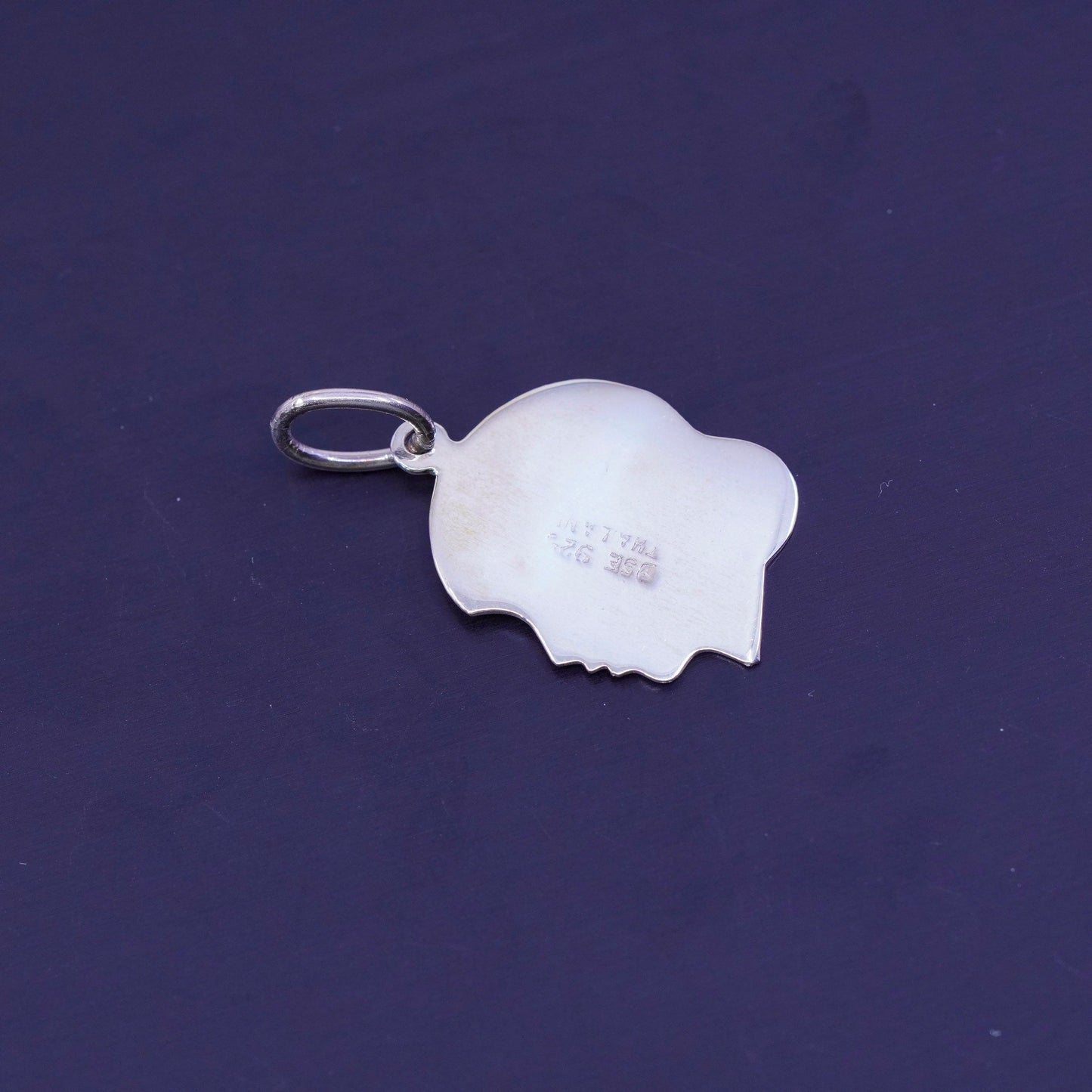 Antique Sterling silver charm, Thailand 925 woman’s portrait for engraving
