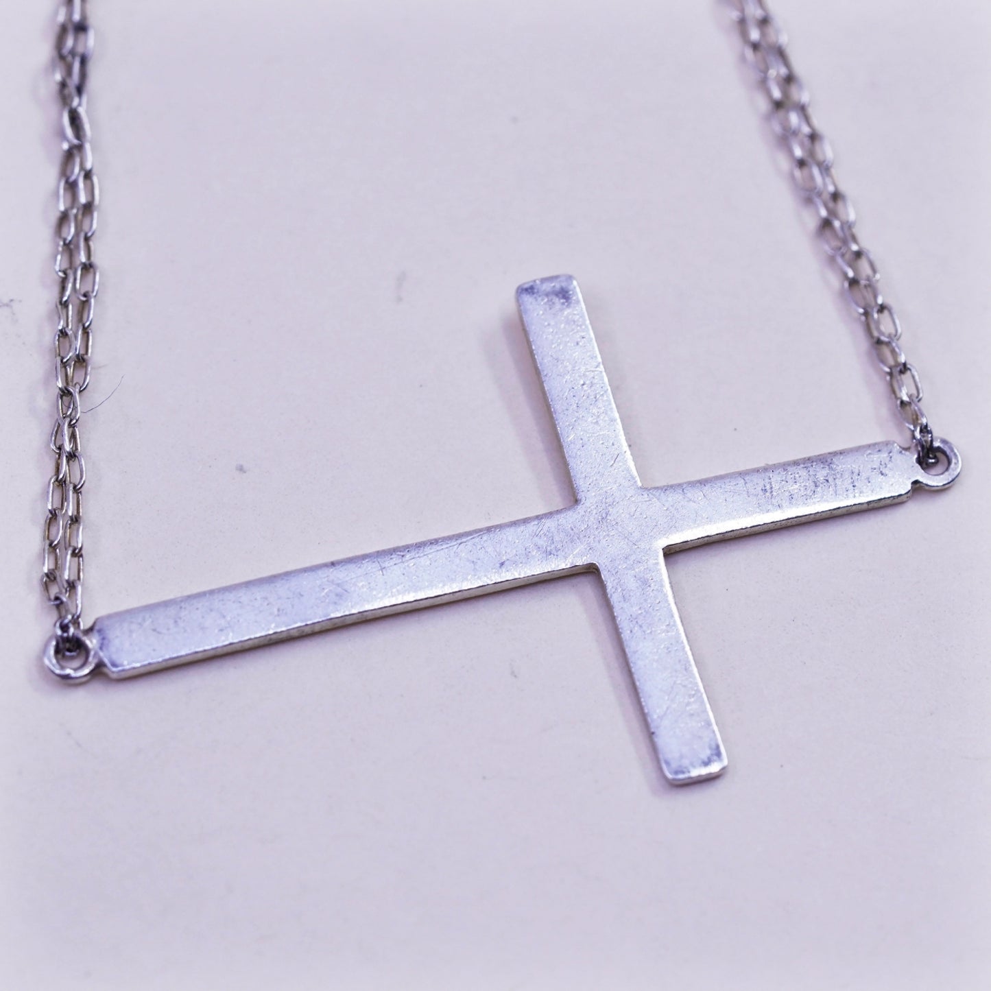 7”, Vintage sterling silver handmade bracelet, Italy 925 chain with cross