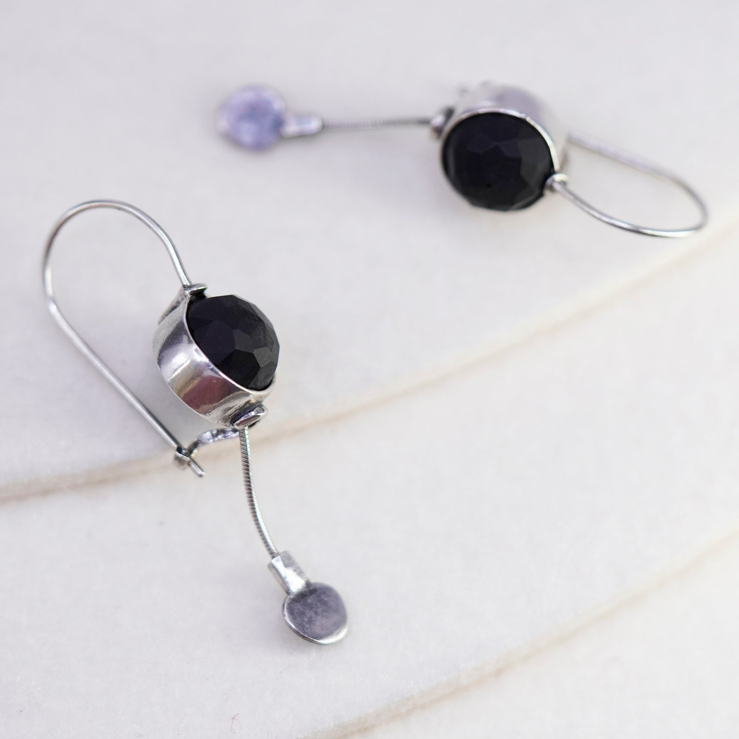 SILPADA Sterling Silver 925 Faceted Matte Black Onyx Dangle Earrings W1626
