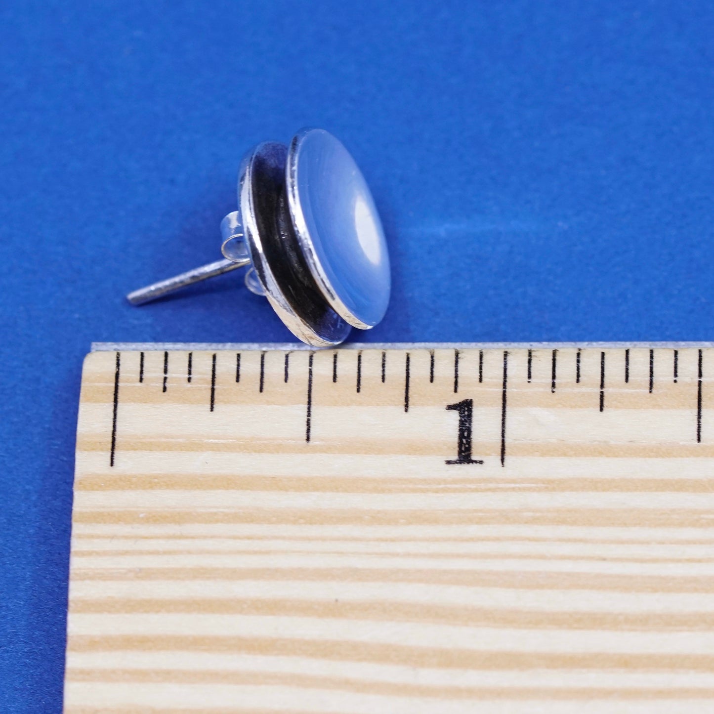 Vintage modern Sterling silver handmade earrings, 925 button studs