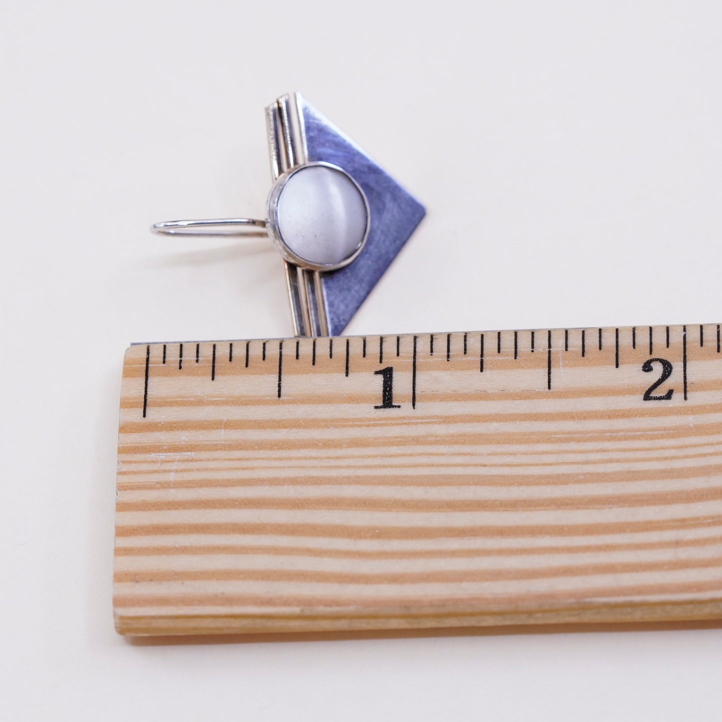 PJP gold filled sterling silver earrings, modern 925 disc w/ mother of pearl