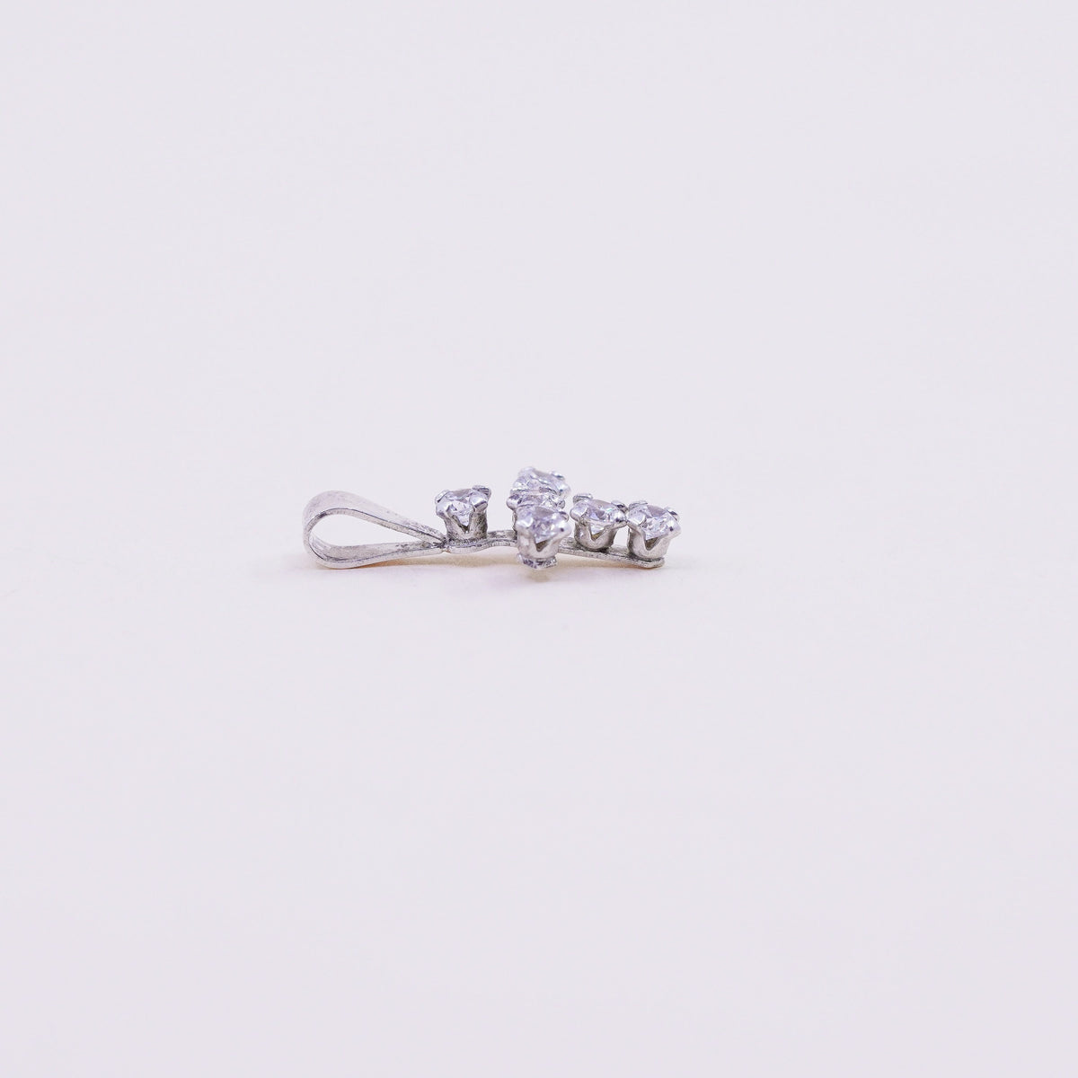 Vintage sterling silver tiny pendant, 925 cross handmade charm with cz