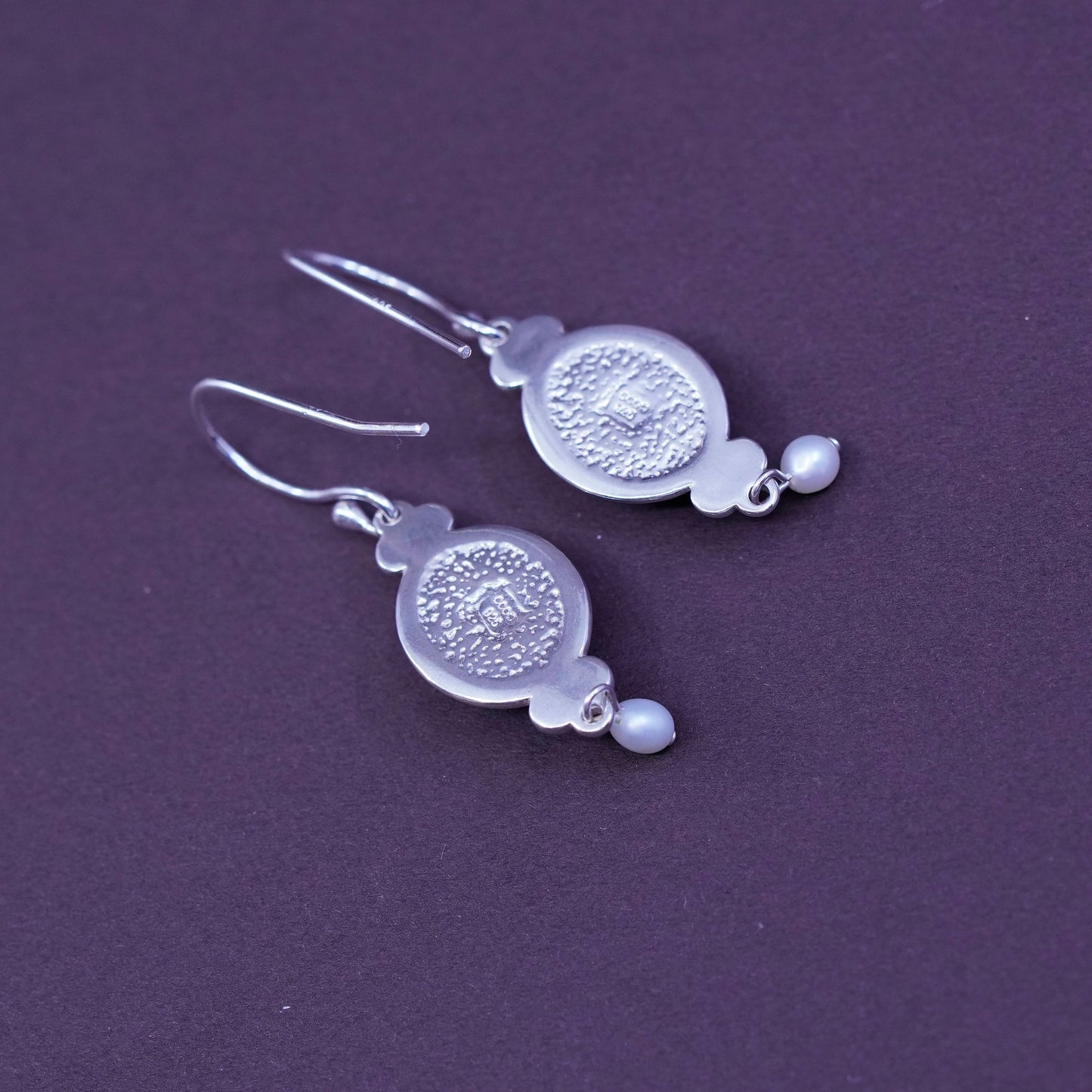 southwestern CCO Sterling 925 silver earrings with oval turquoise and pearl