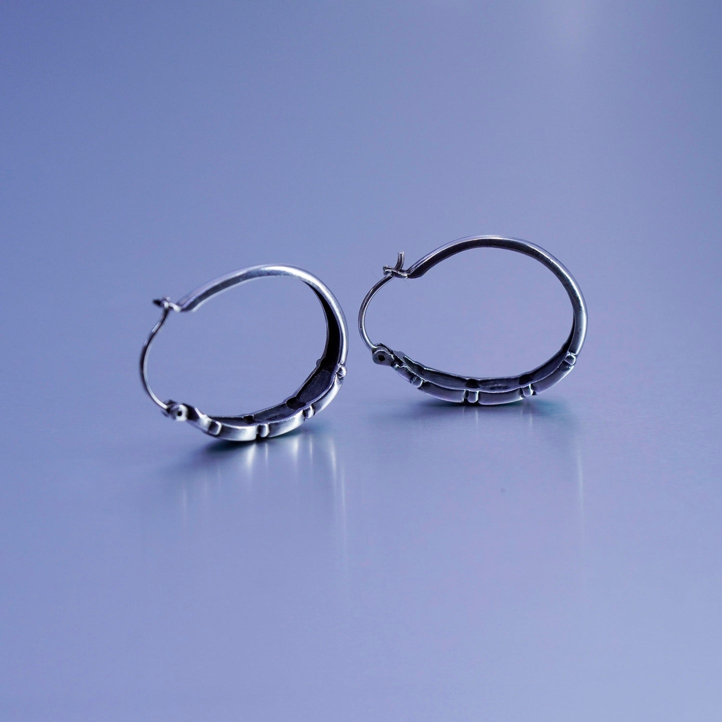 1”, vintage Sterling silver handmade earrings, 925 huggie hoops with turquoise